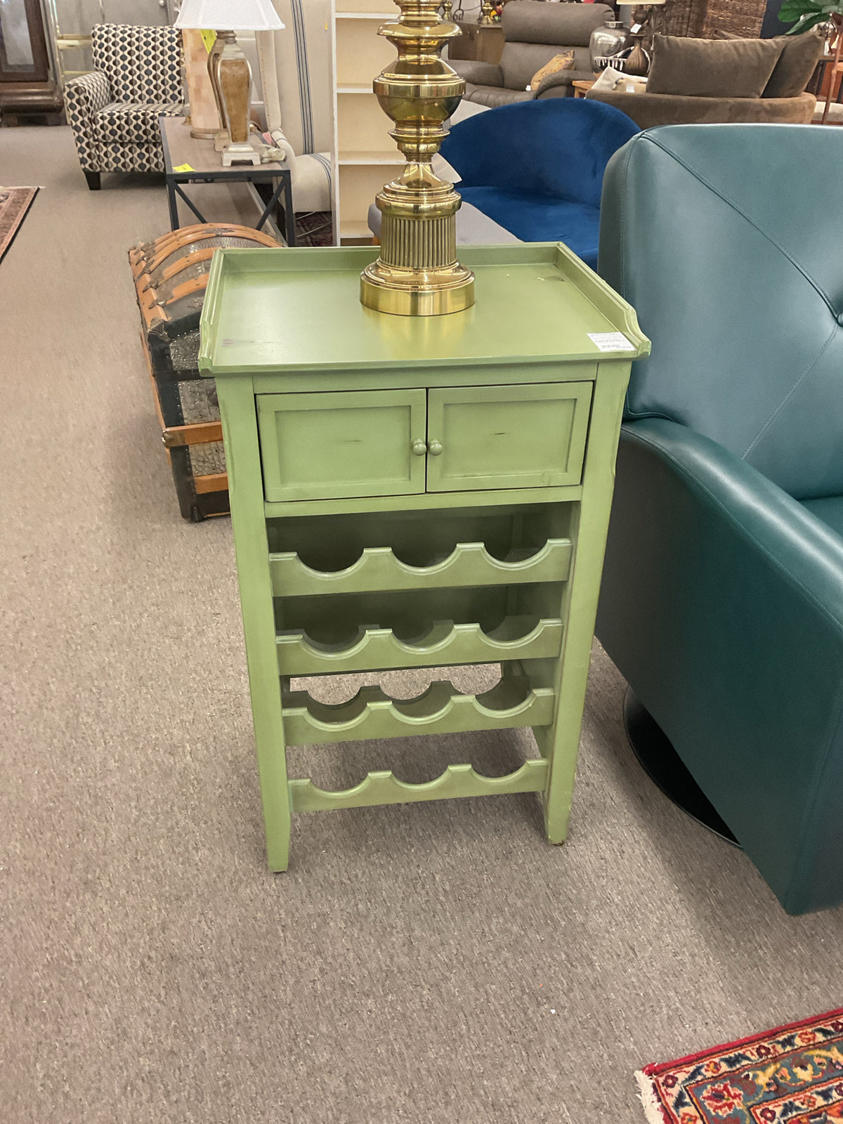 Pier One Sage Green 12-Bottle Wine Cabinet