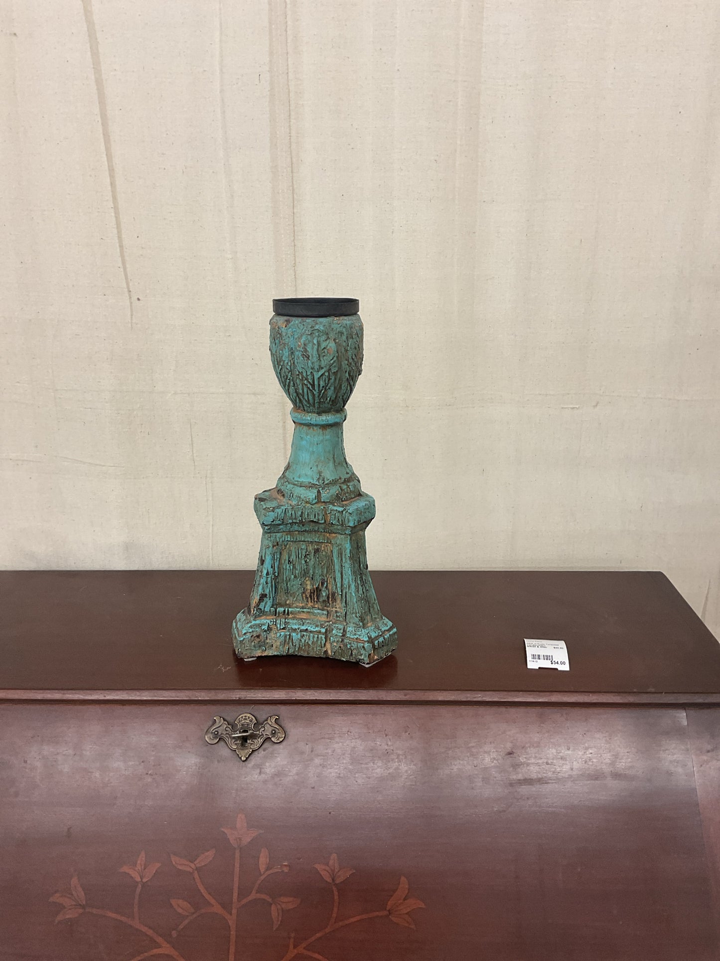 PAIR of Rustic Turquoise Candleholders