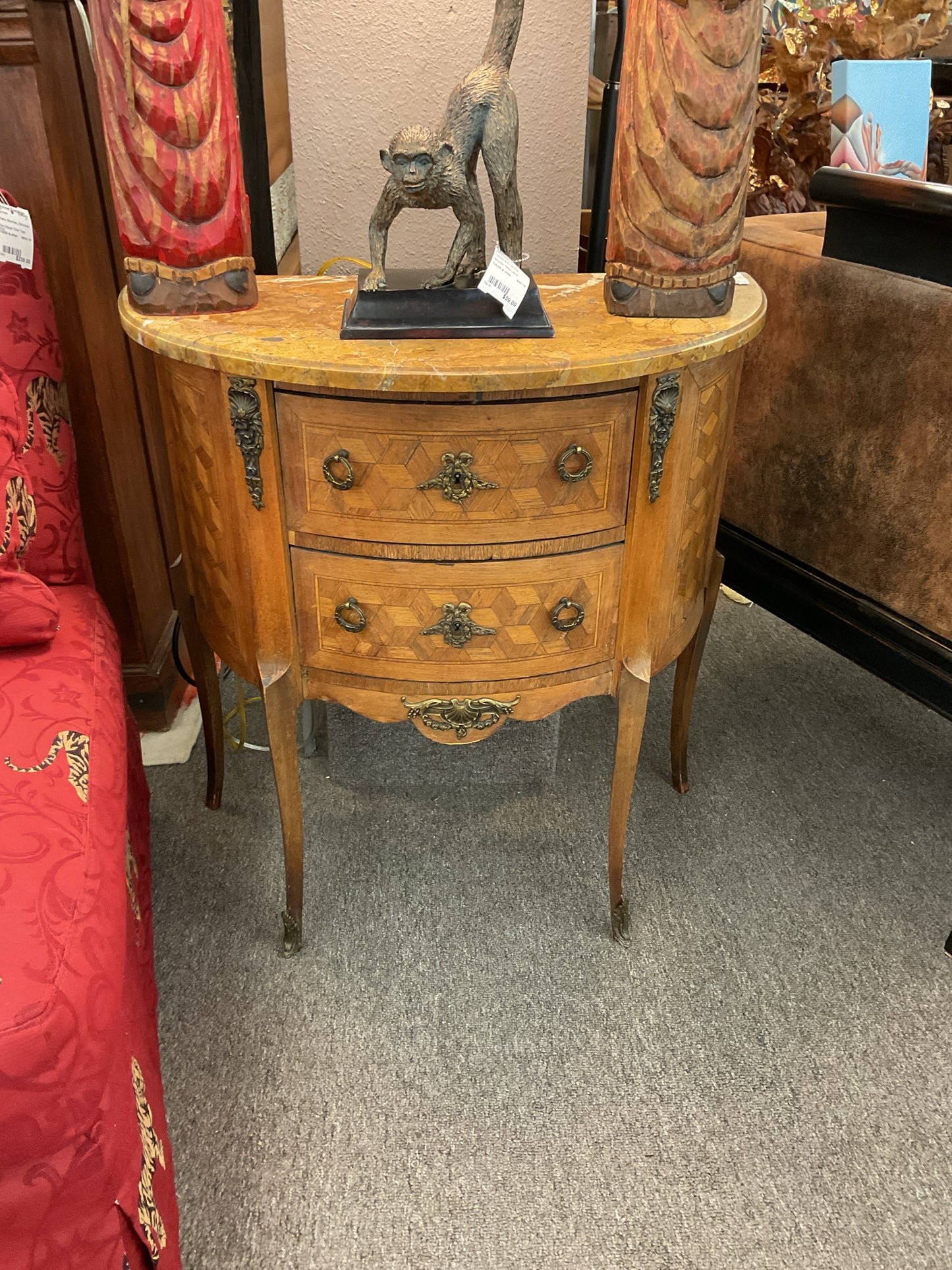 French Marble-Top Accent Table