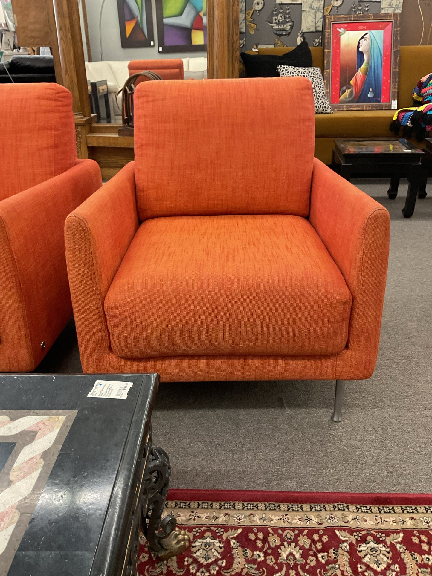 Italian Natuzzi Modern Orange Chair