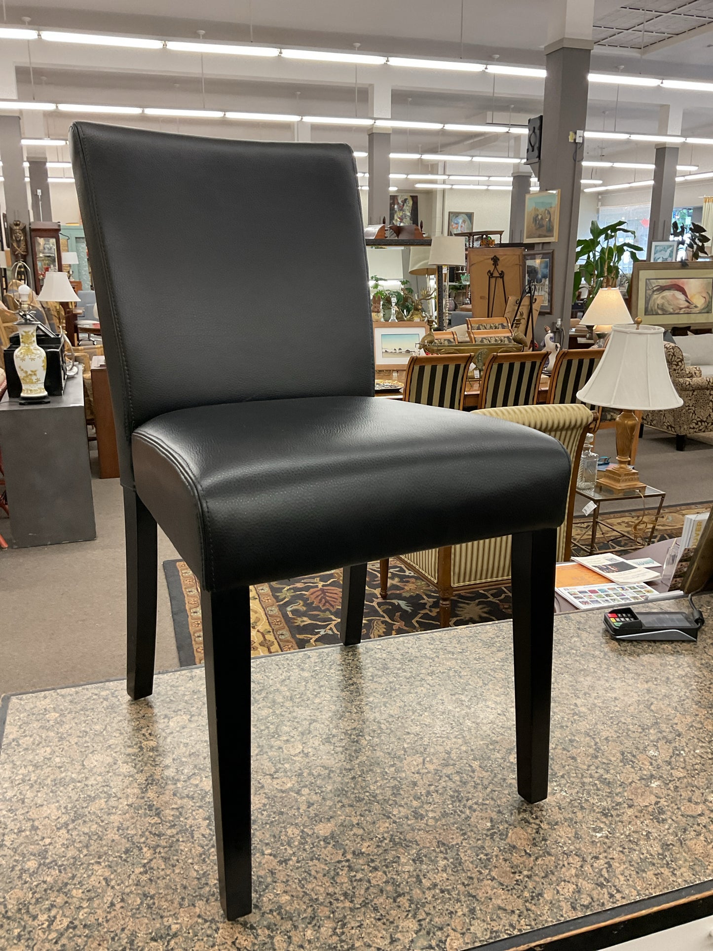 SET OF 8 Crate & Barrel Black Vinyl Dinning Chairs