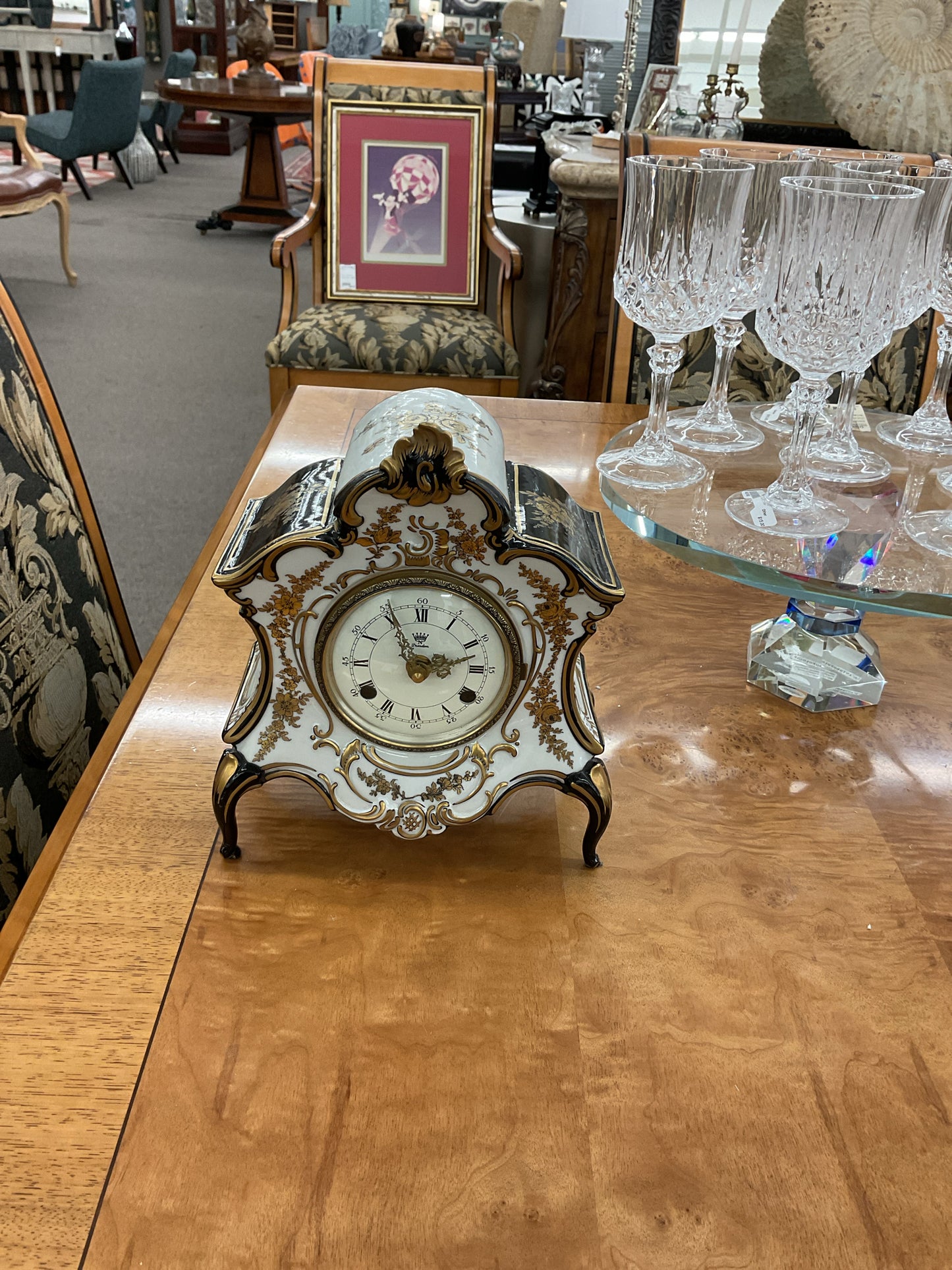 German Dresden Porcelain Mantle Clock