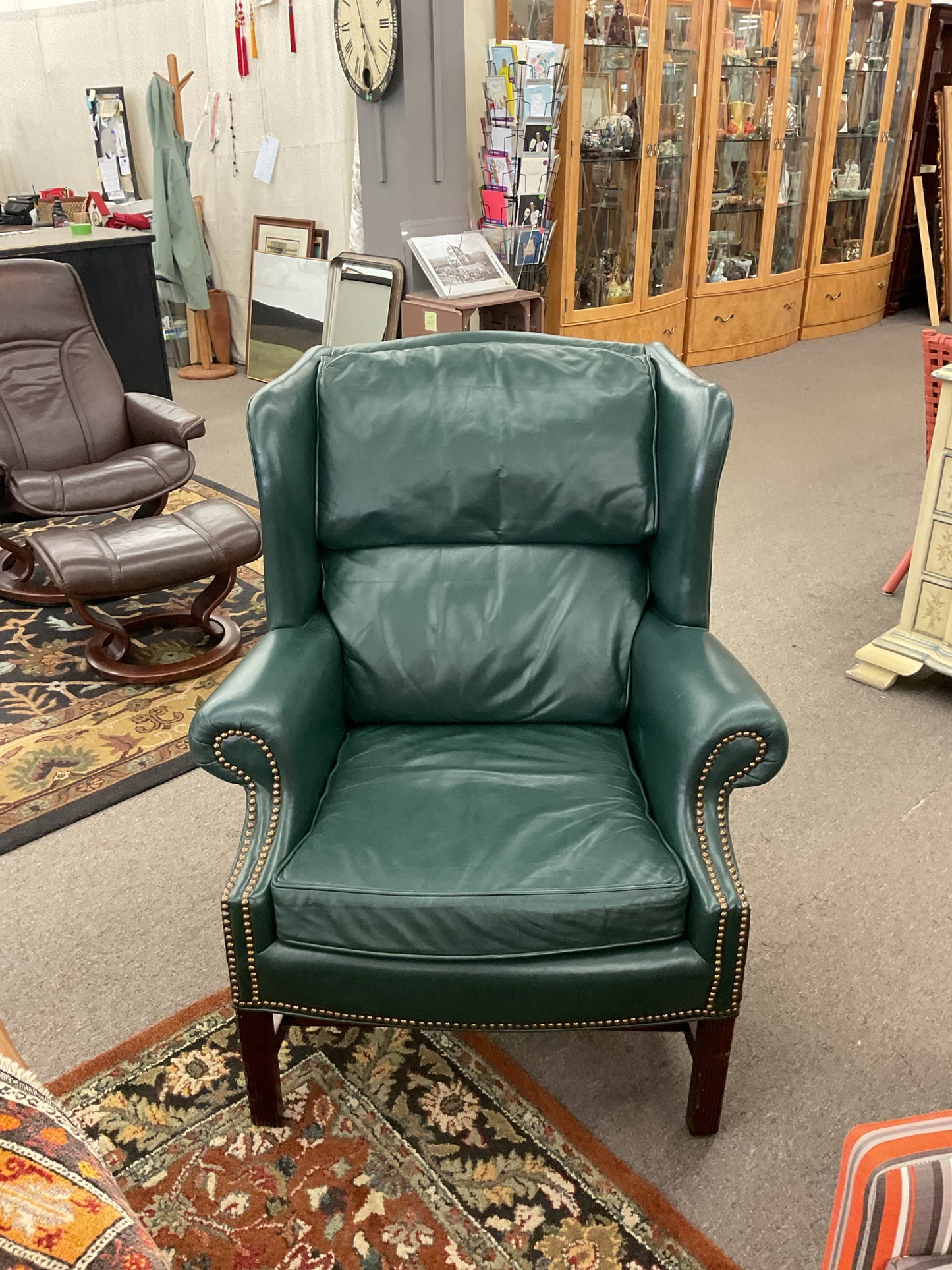 Green Leather Wingback Chair