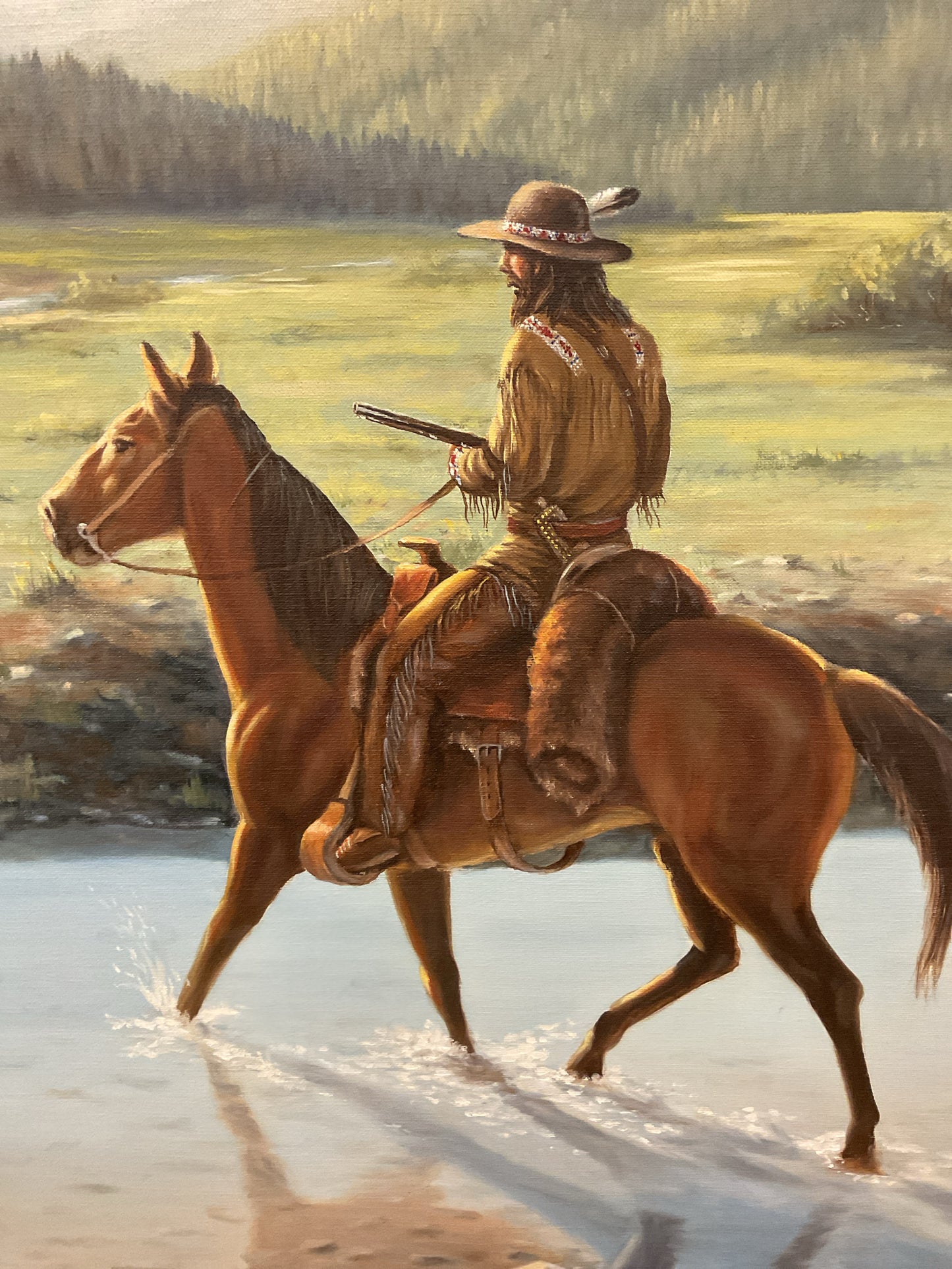 Richard Baerman Oil Painting "Trapper in Hudson's Bay" 48x38