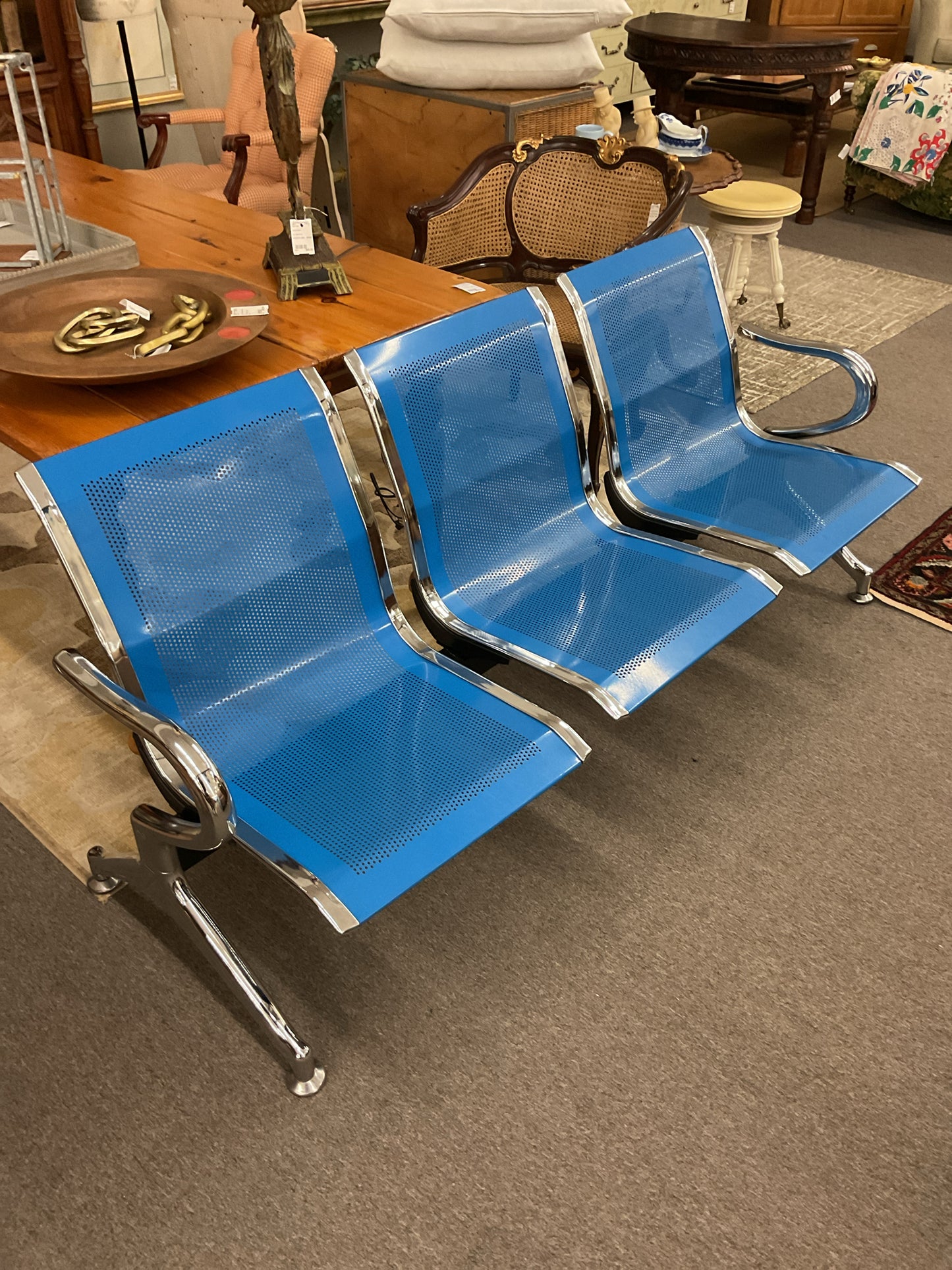 Industrial 3-Seater Metal Bench