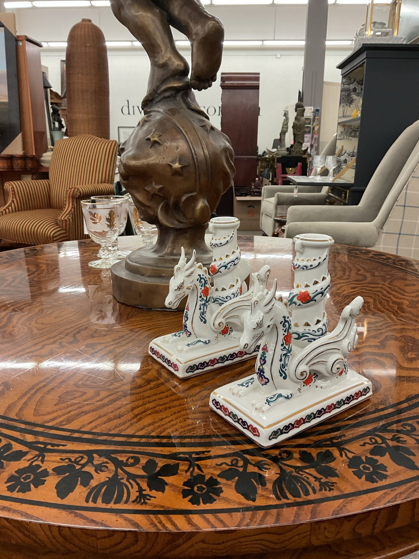 The Imperial Dragons Candleholders Frankling Mint Co