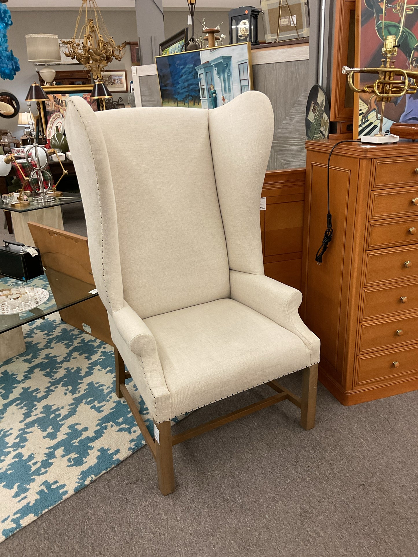 Restoration Hardware Wingback Linen Cream Color Chair