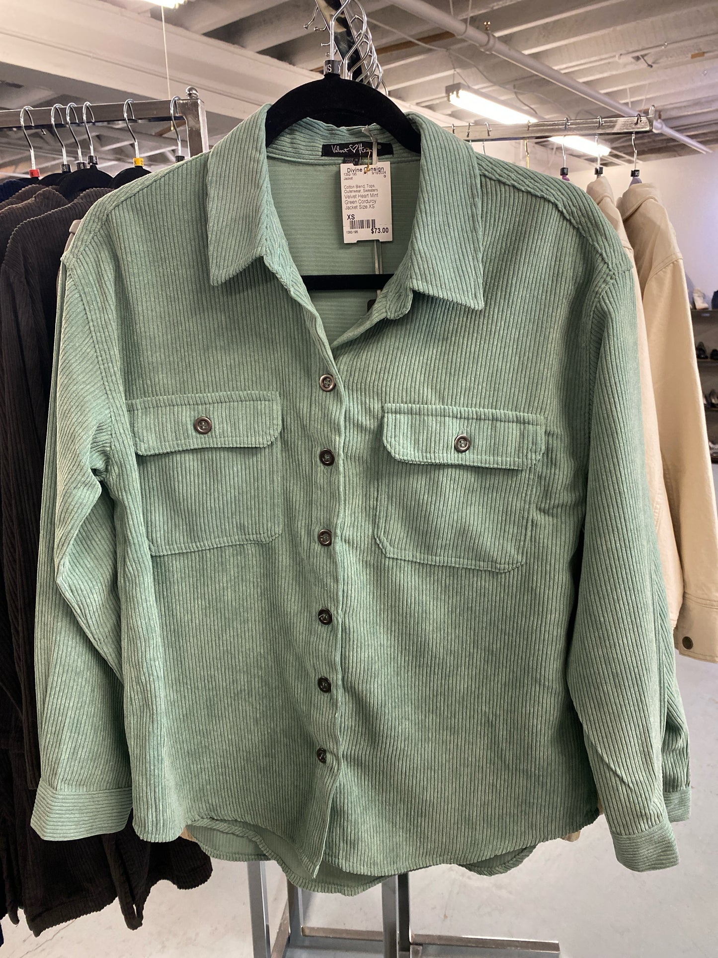 Velvet Heart Mint Green Corduroy Jacket Size XS