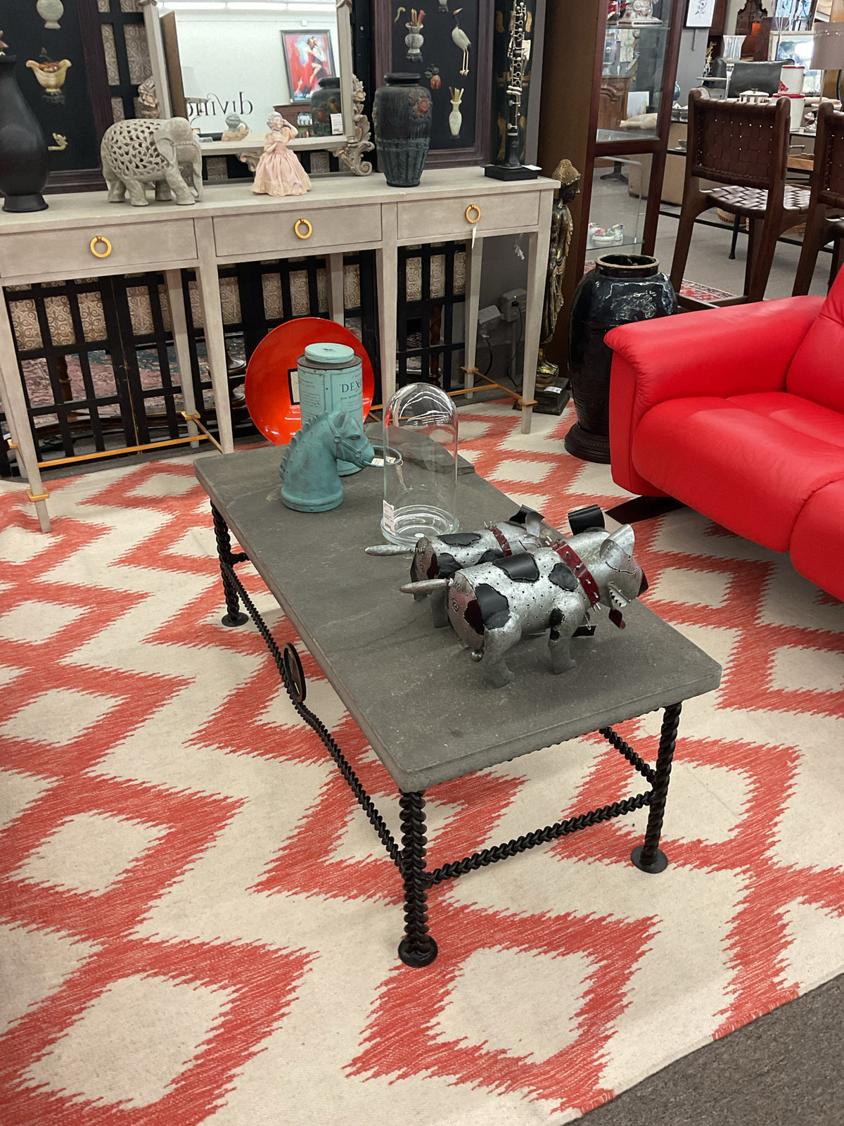 Custom-made Chain Link Coffee Table w/Stone Top