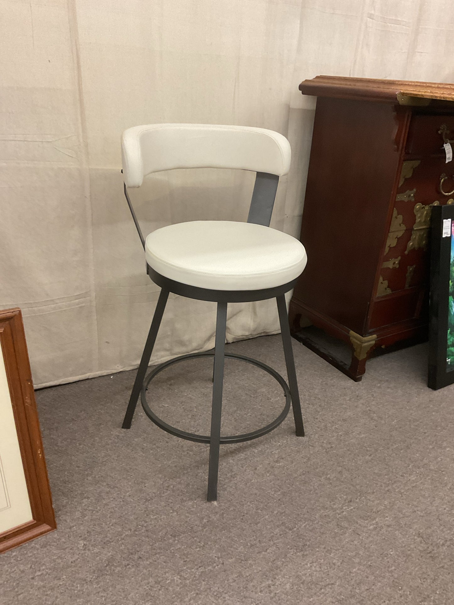 White Leather Barstool