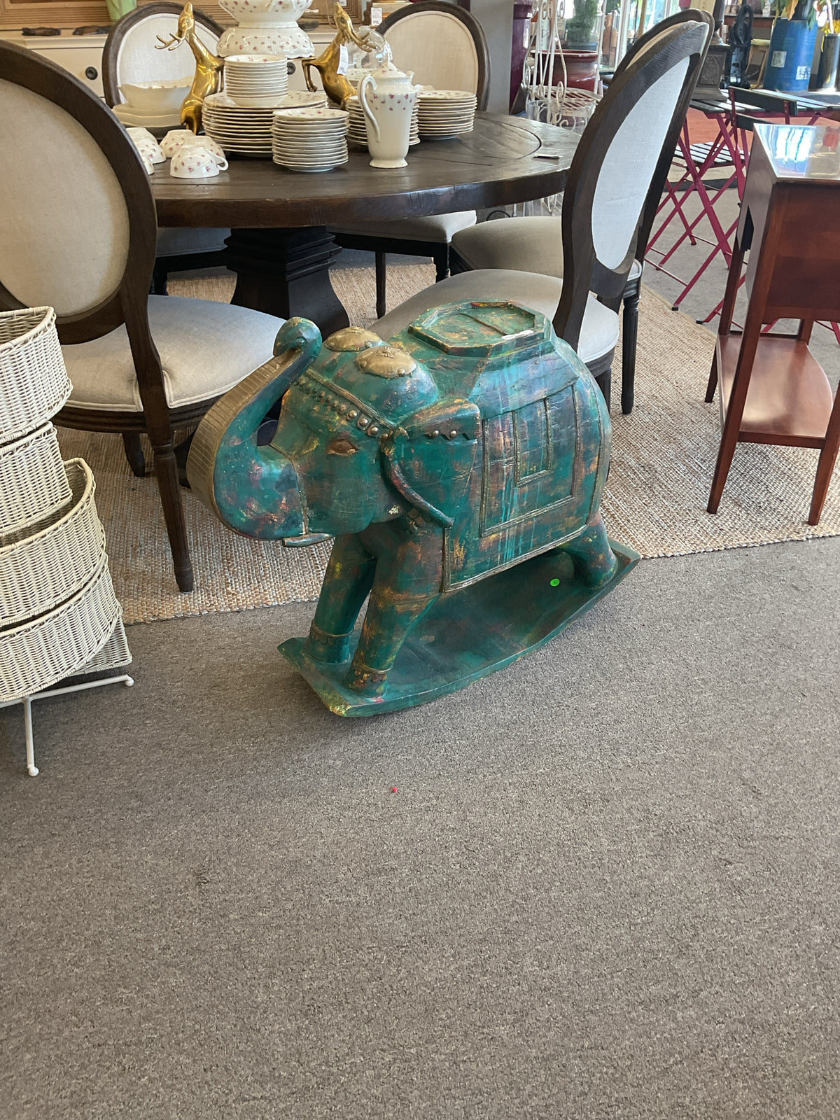 Vintage Wooden Hand-Painted Elephant
