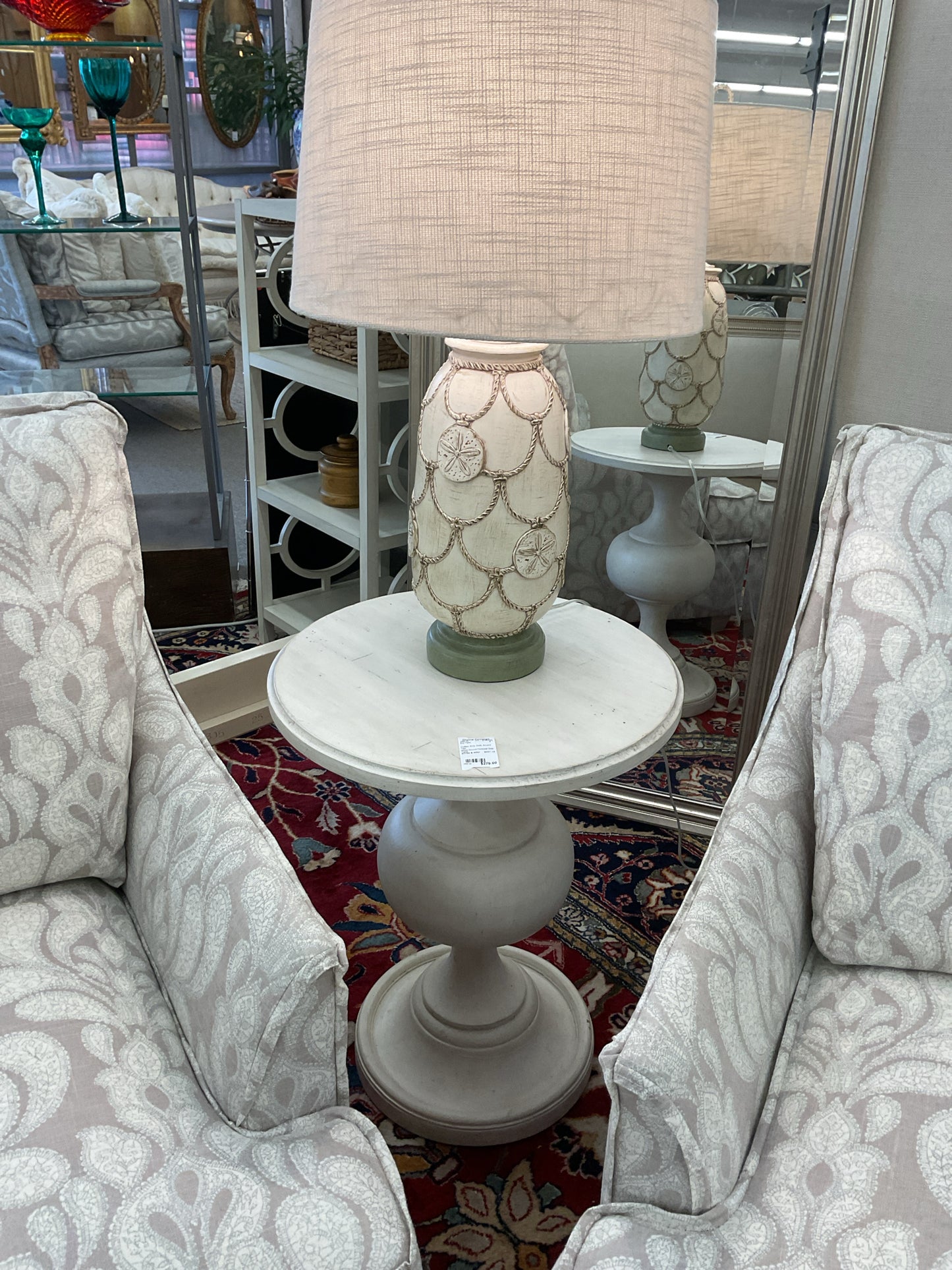 White Round Pedestal Side Table