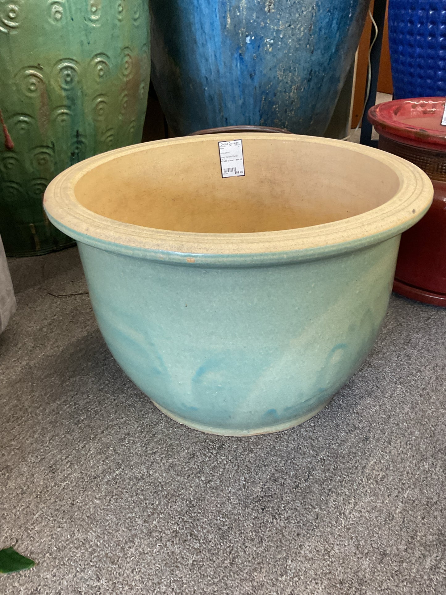 Green Ceramic Planter 19x12