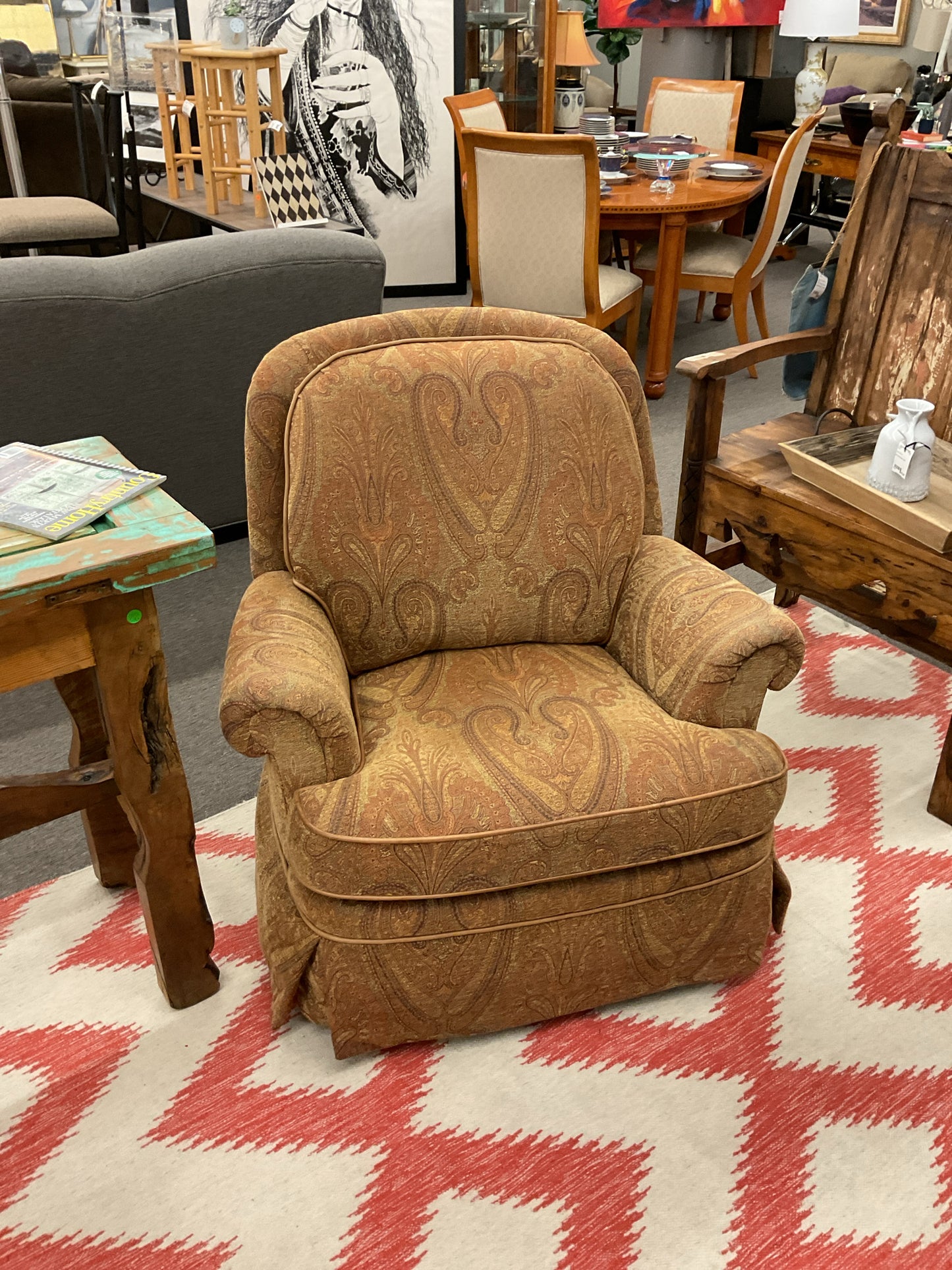 Swivel Paisley Club Chair