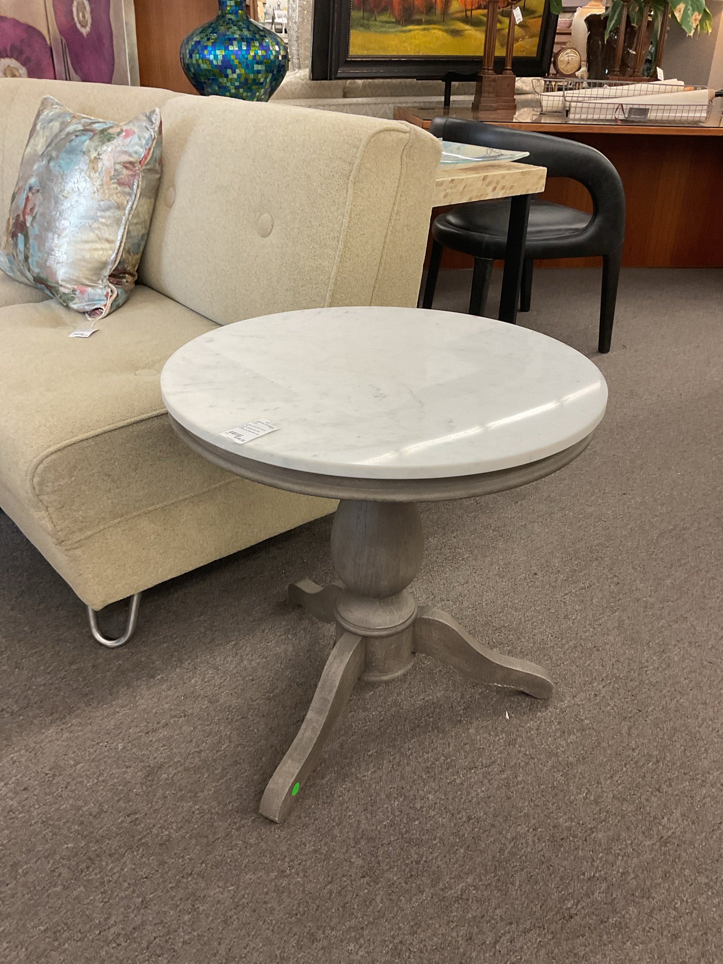 Round Marble-Top Side Table