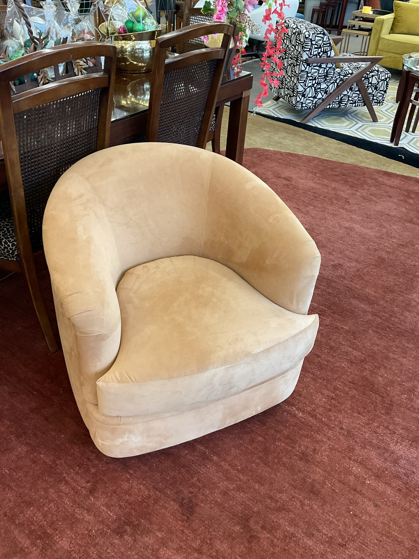 Suede Swivel Club Chair Carter Brand