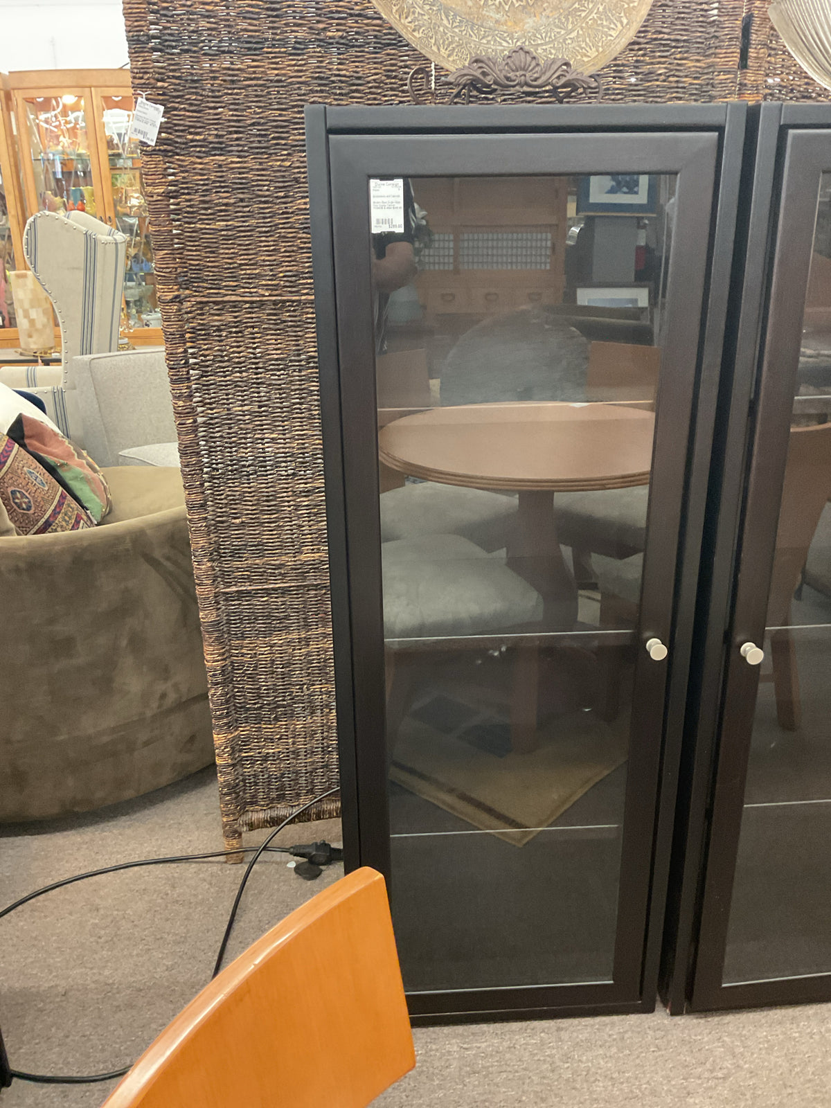 Modern Black Single-Glass Door Display Cabinet 58"H,21"W,14"D