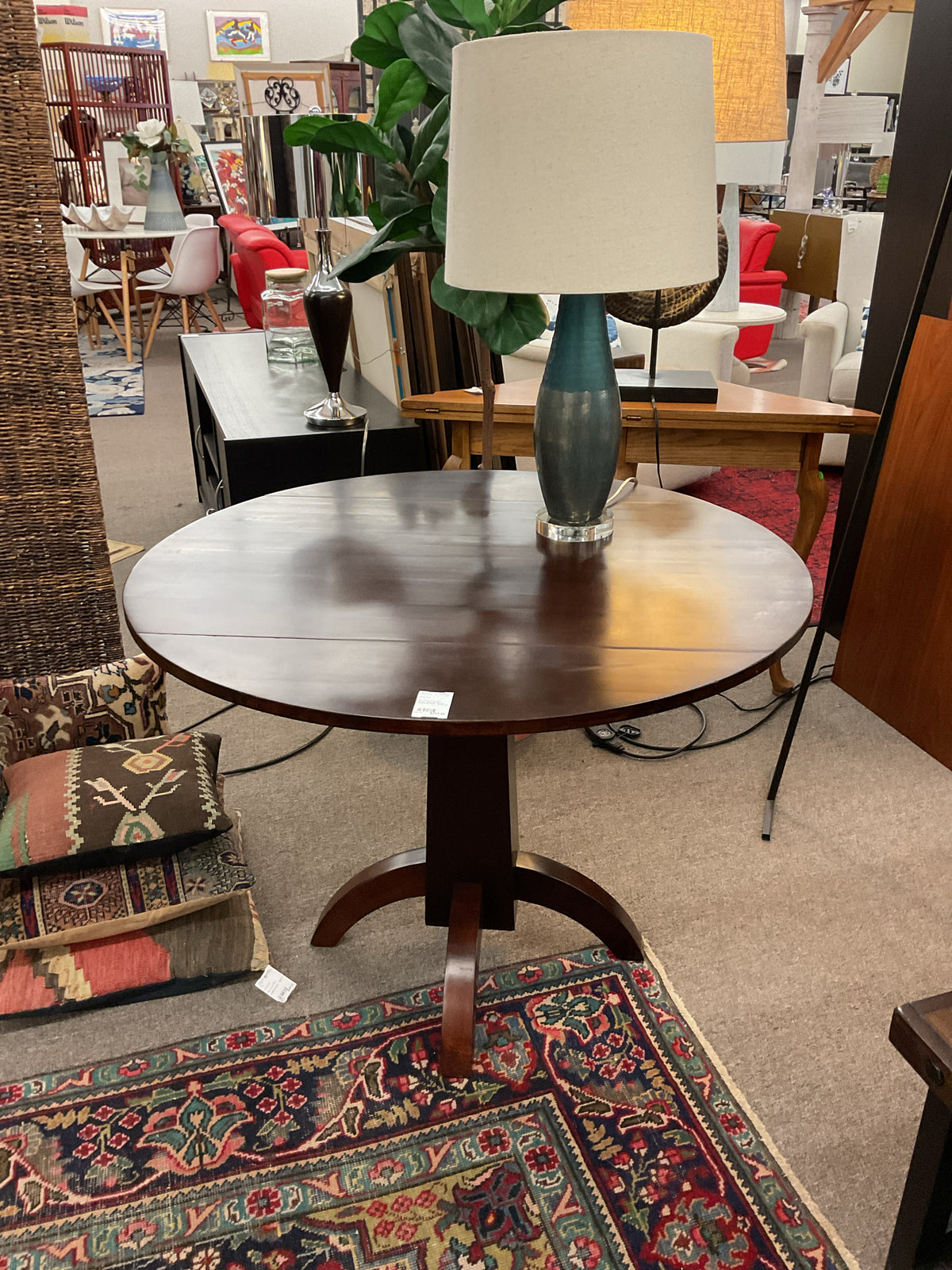 Dark Wood Drop-leaf Kitchen Table 40"Across