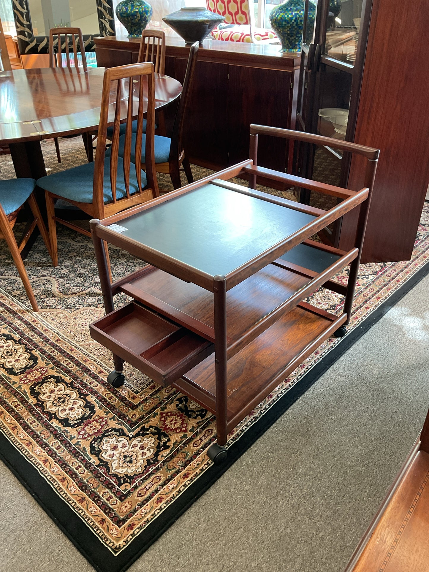 Scandinavian Rosewood Serving Cart from Dyrlund, 1970s