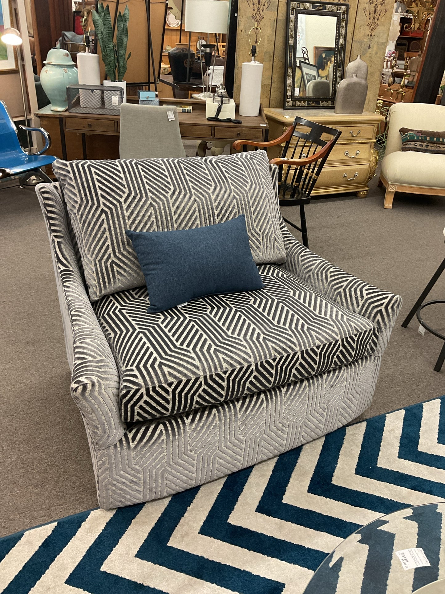 Massoud Oversized Swivel Grey Chair