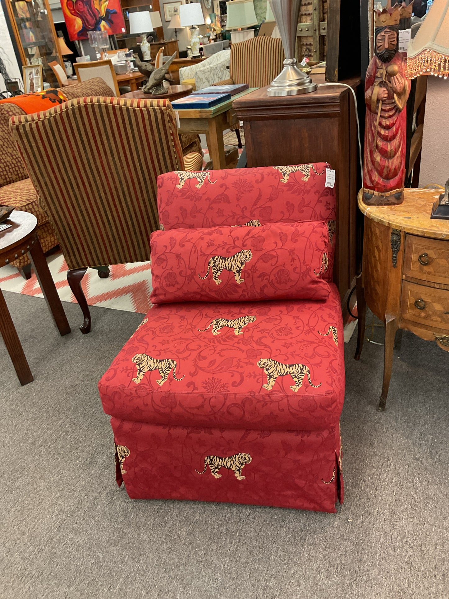 Red Slipper Chair Tiger Print