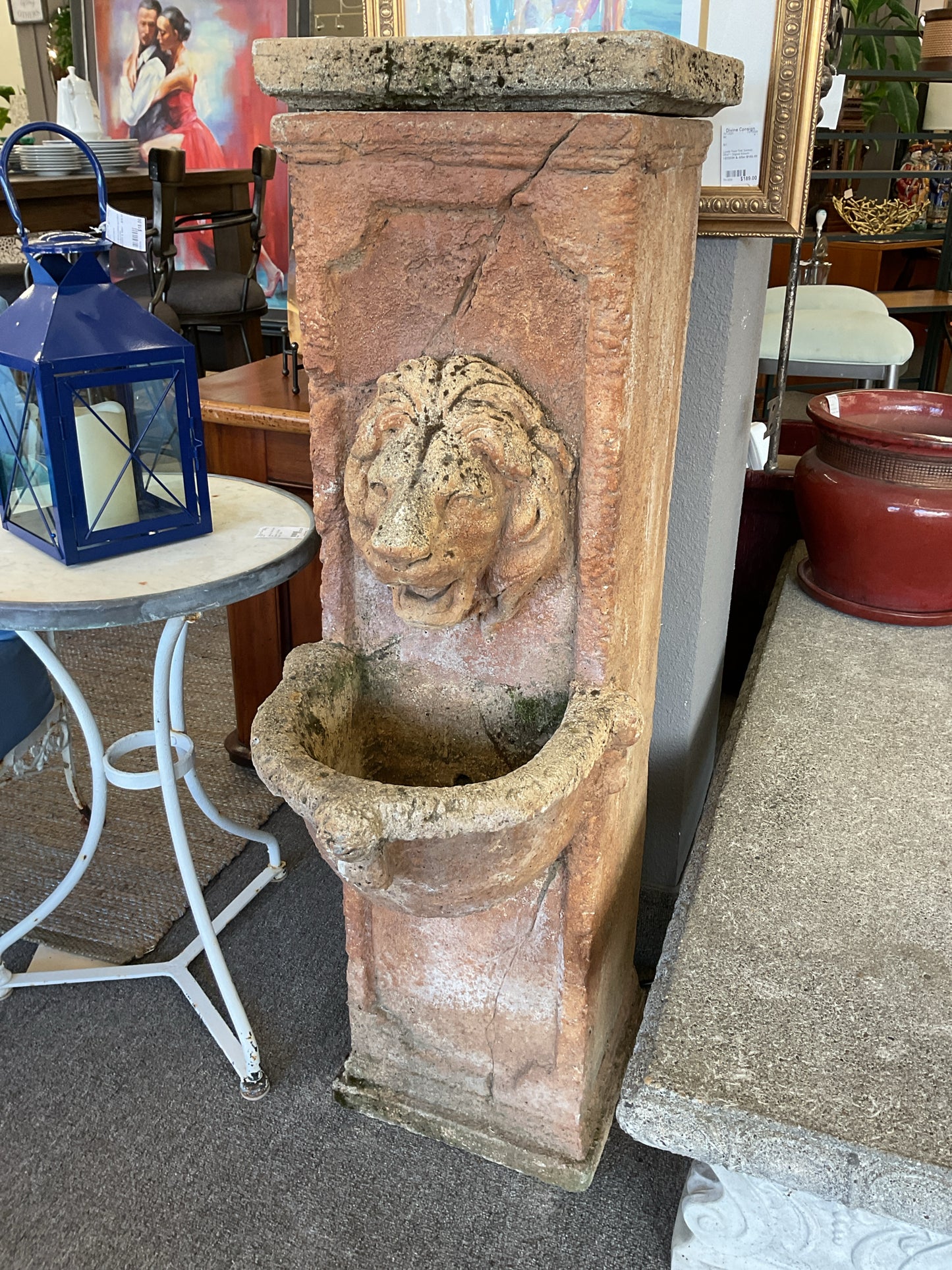 Cast Stone Garden Fountain w/Spout 49x14x24