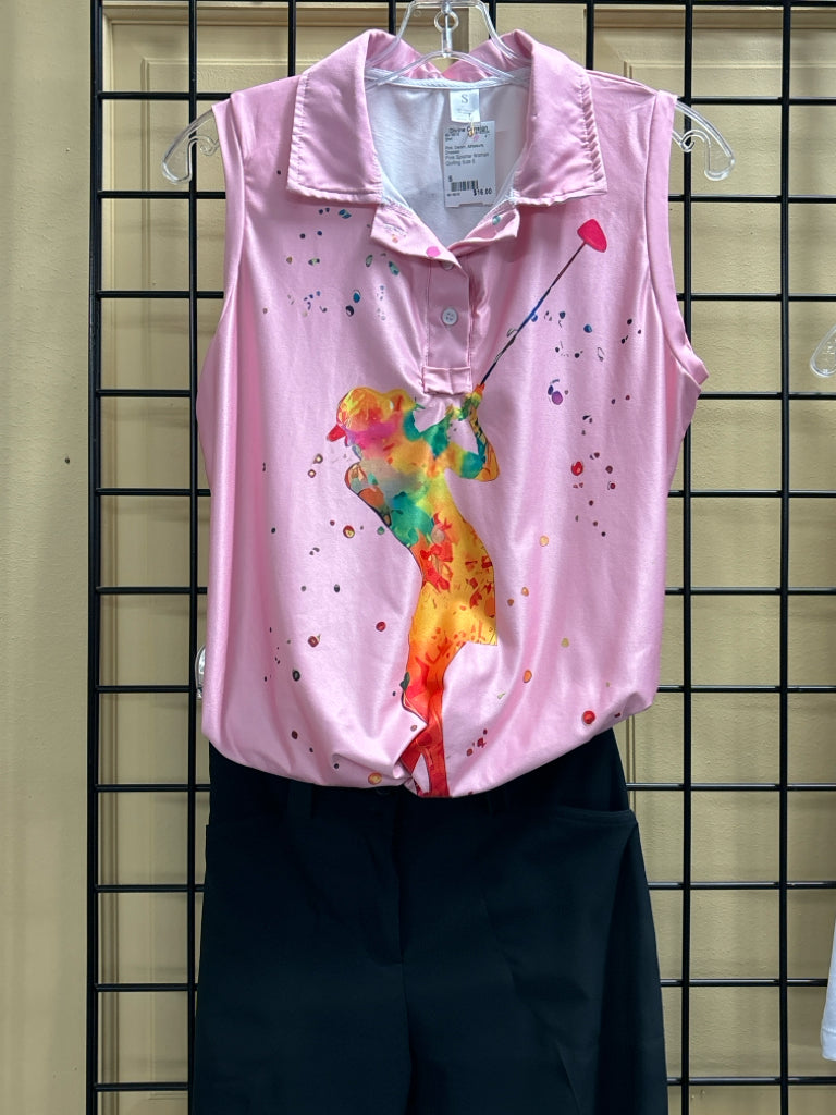 Pink Splatter Woman Golfing Size S