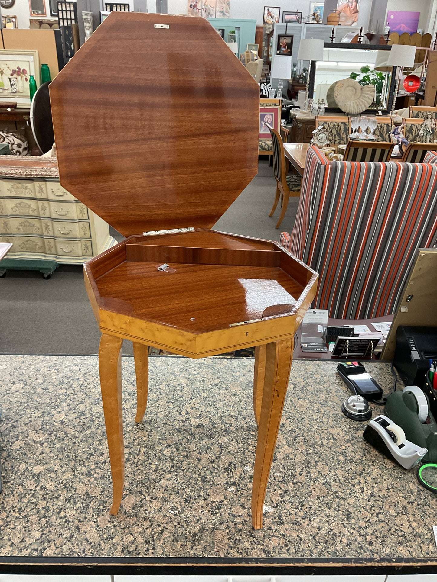 Italian Musical Marquetry Musical Table w/Storage