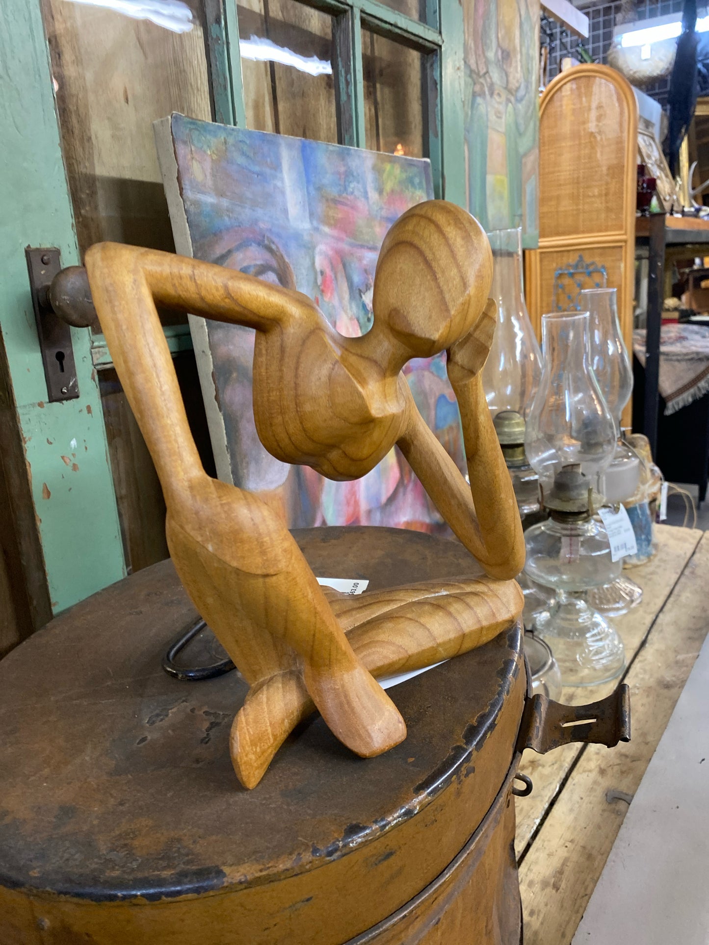 Women Sitting Wood Sculpture