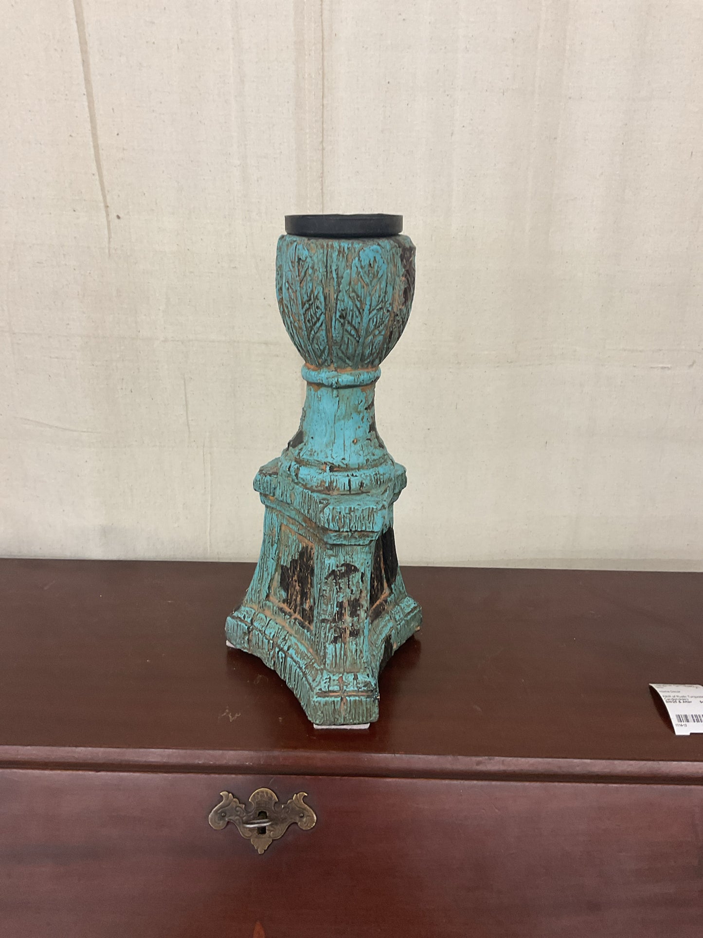 PAIR of Rustic Turquoise Candleholders