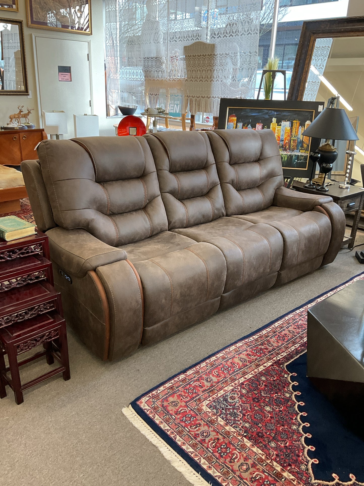 Reclining Vegan Leather Sofa 90"L,40"D,44"H