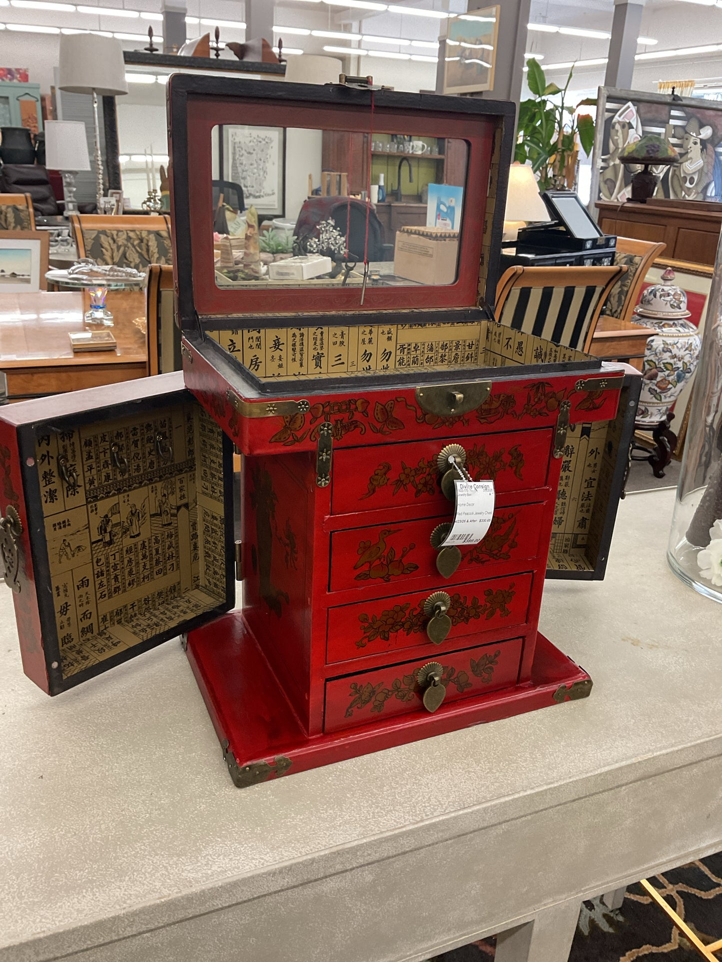 Red Peacock Jewelry Chest