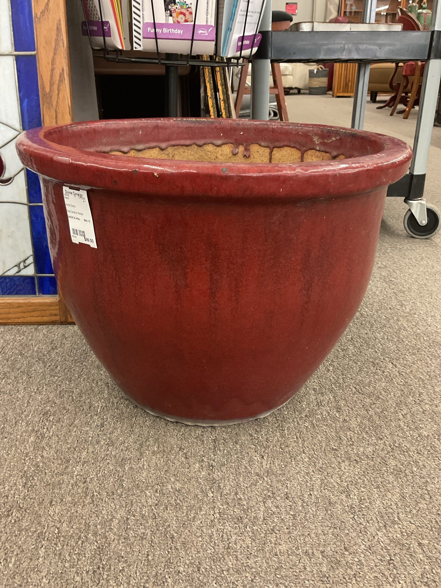 Red Ceramic Planter