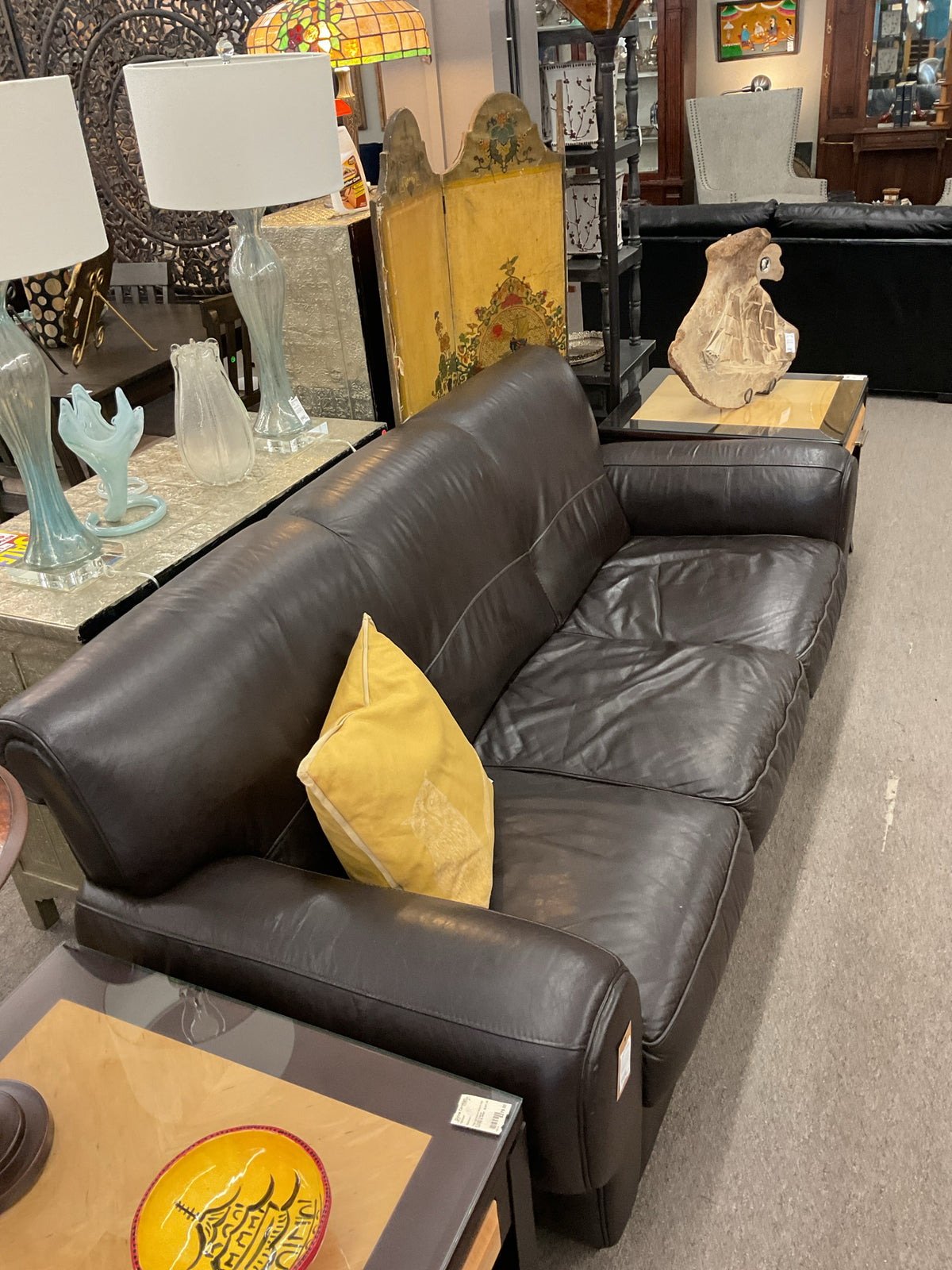 Espresso Brown Italian Leather Sofa 85"L,37"D,36"H