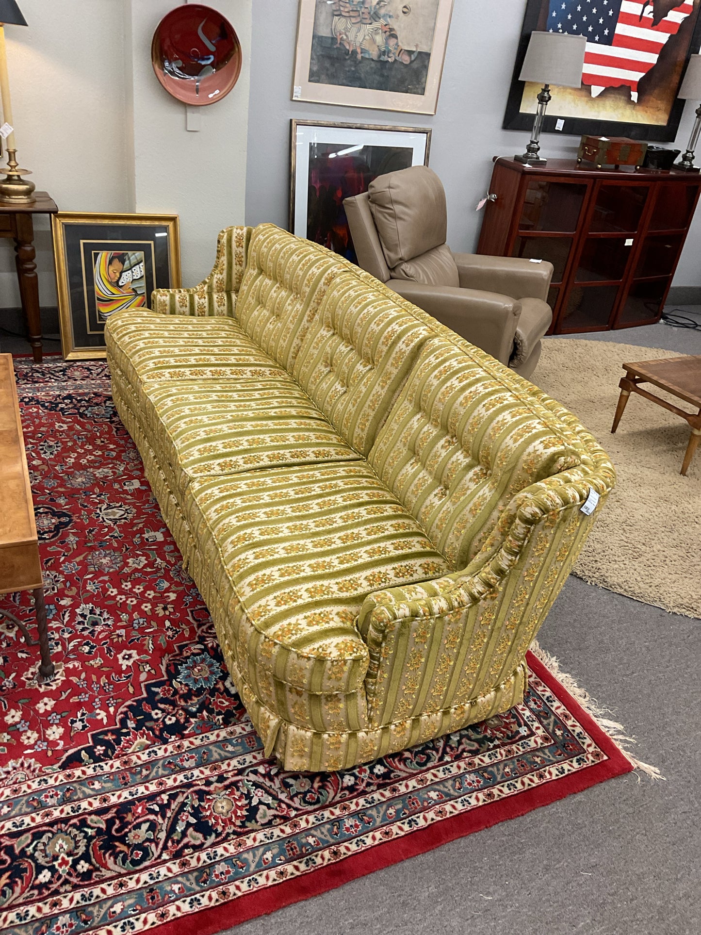 Mid Century Velvet Sofa 100x37x32