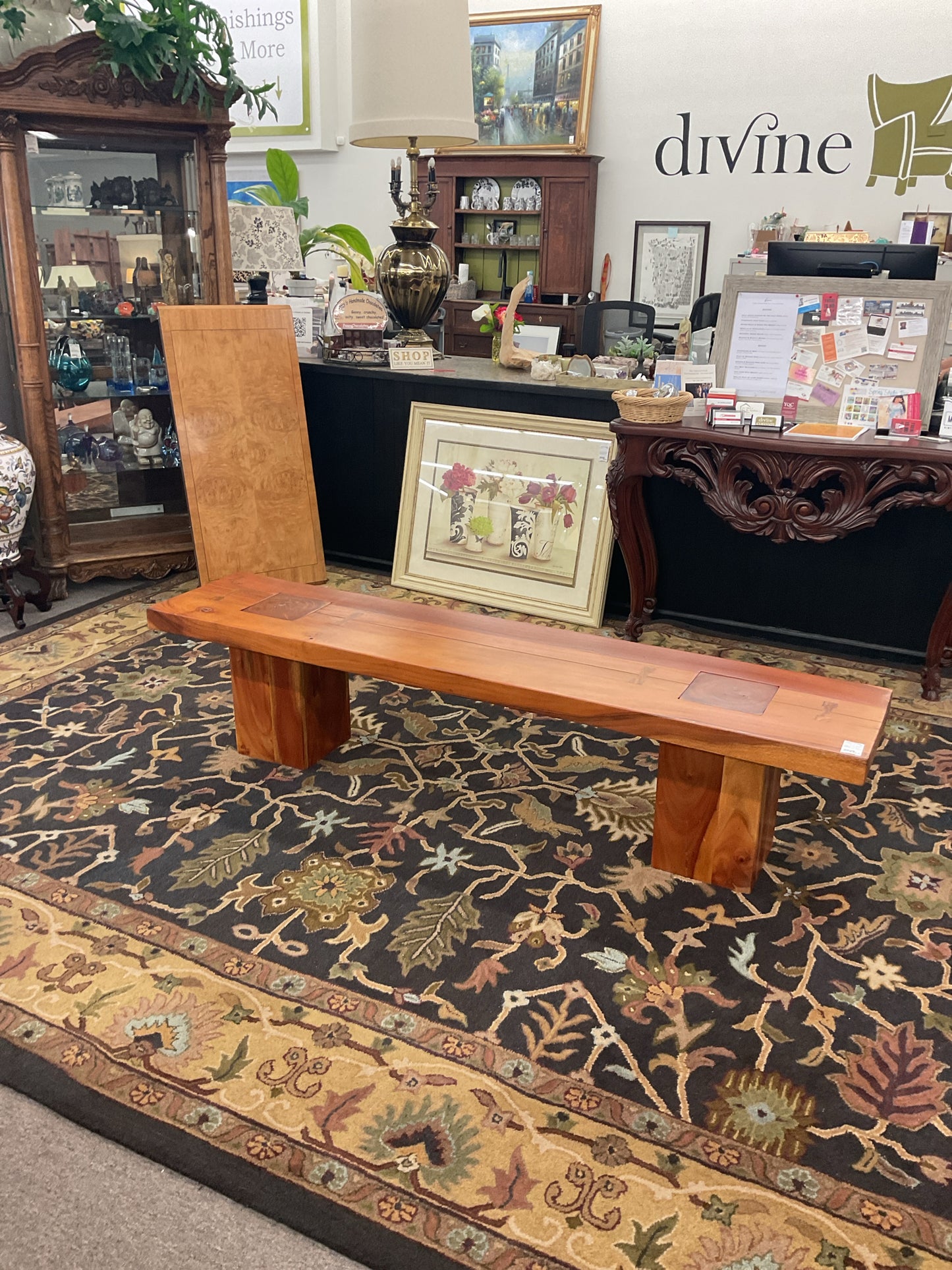 Brutalist Redwood Bench 76x16x18