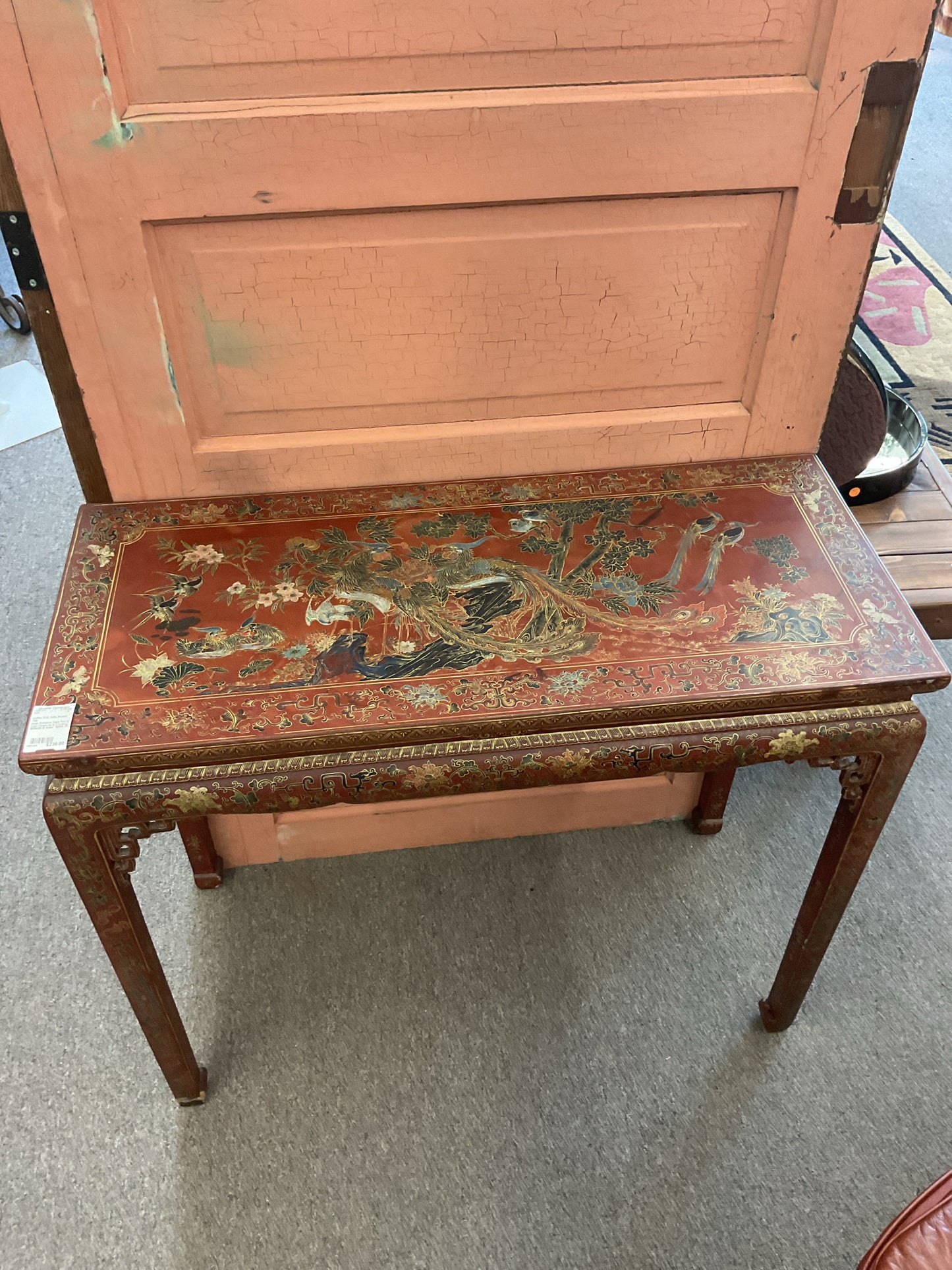 Asian Entrance Table Red & Gold Design As Is 27x16x32