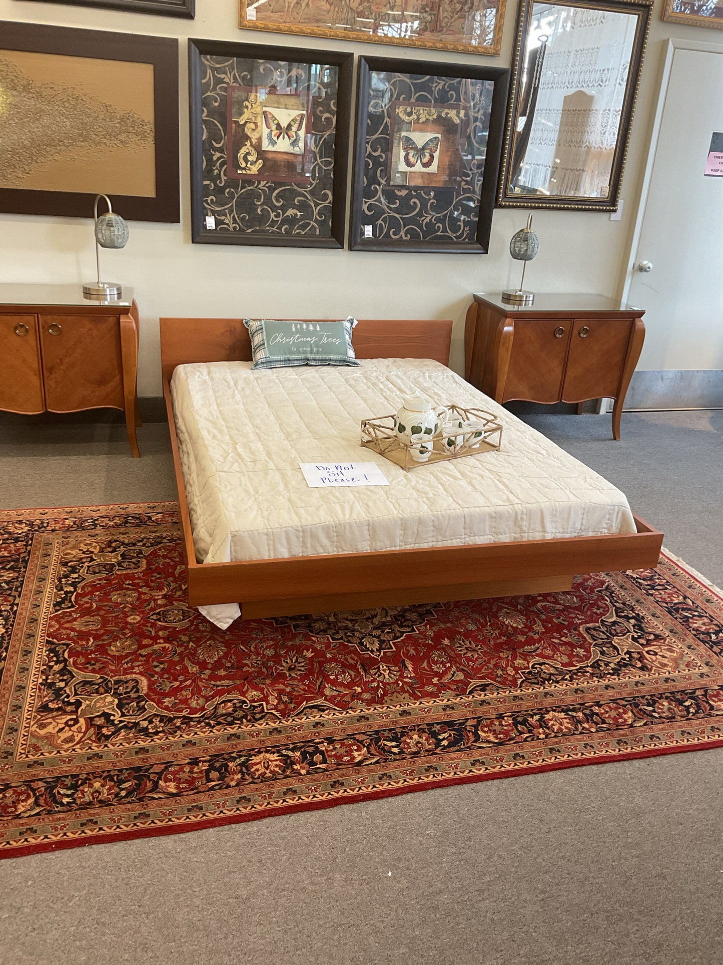 MCM Danish Teak Floating Platform Queen Bed