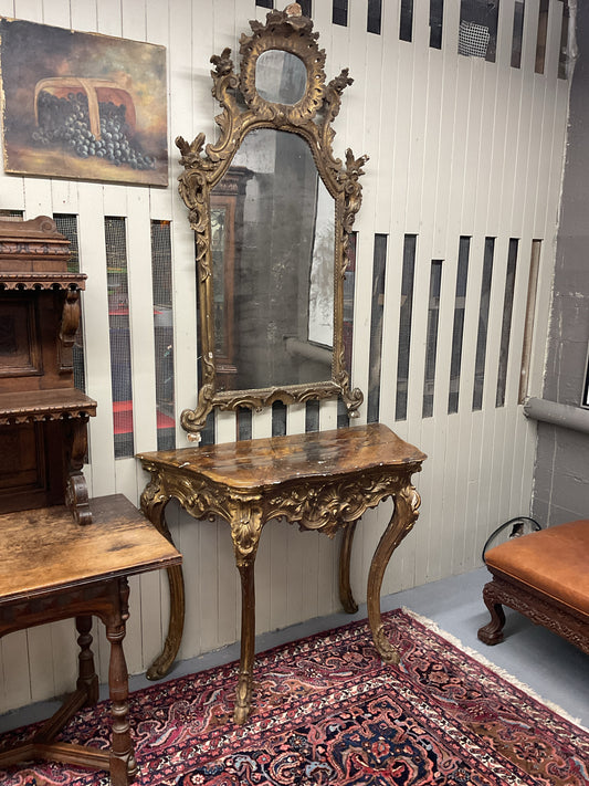 Antique Italian Entrance Table & Mirror