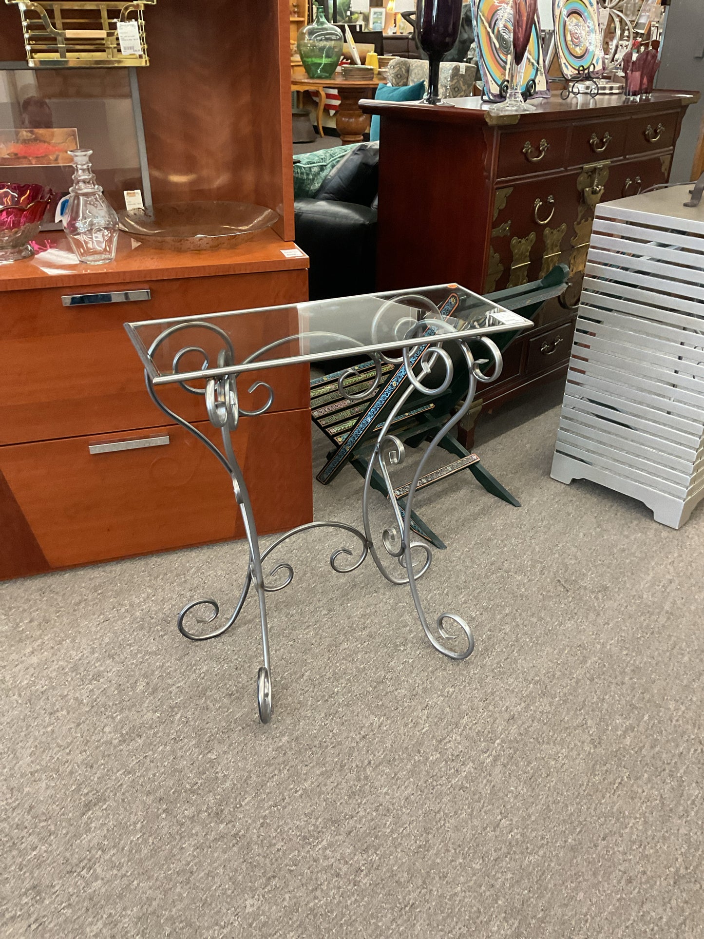 Metal Table w/Glass top
