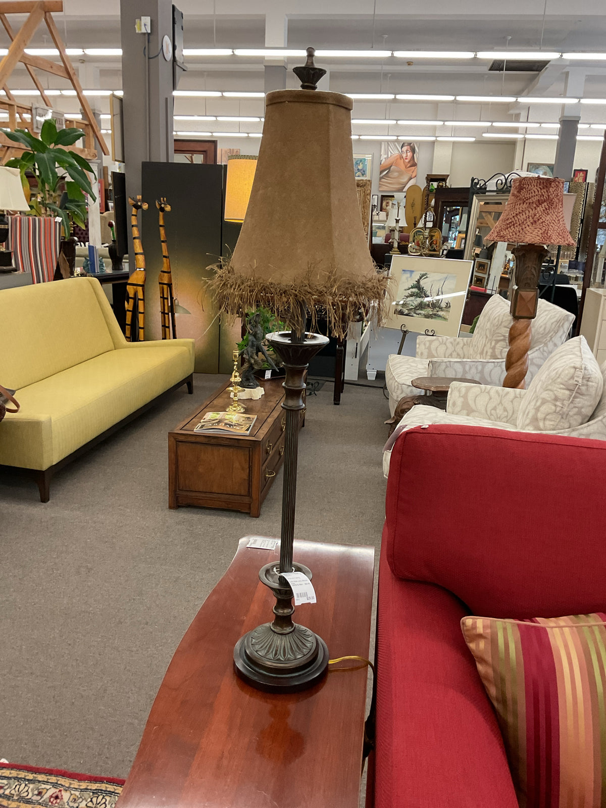 Buffet Metal Lamp w/Brown Shade