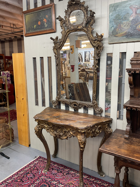 Antique Italian Entrance Table & Mirror
