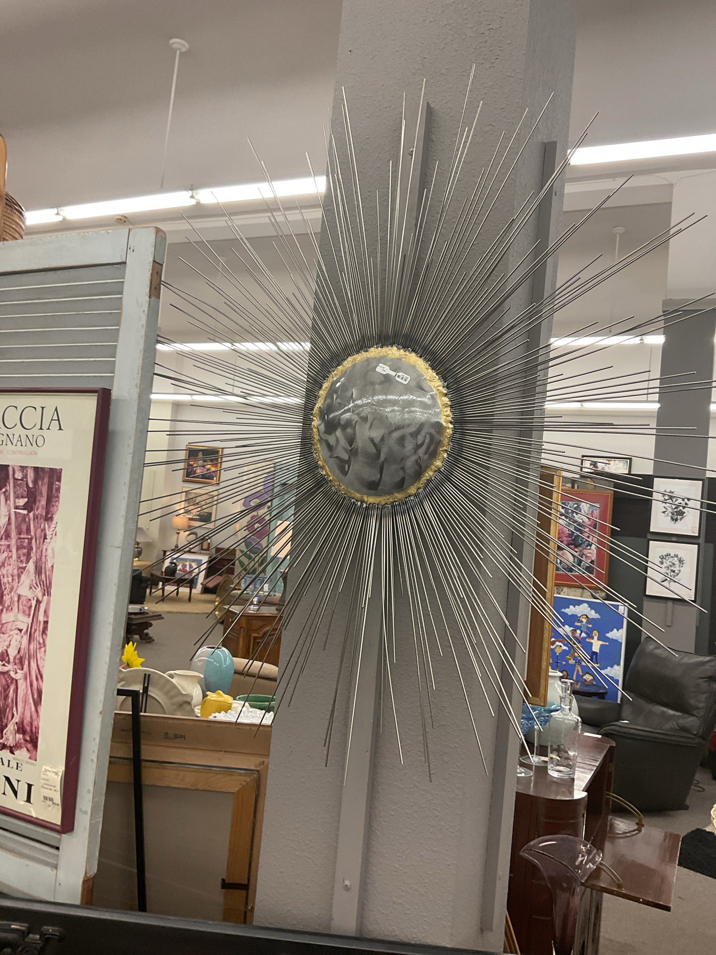Silver & Gold Metal Sunburst 38" Across