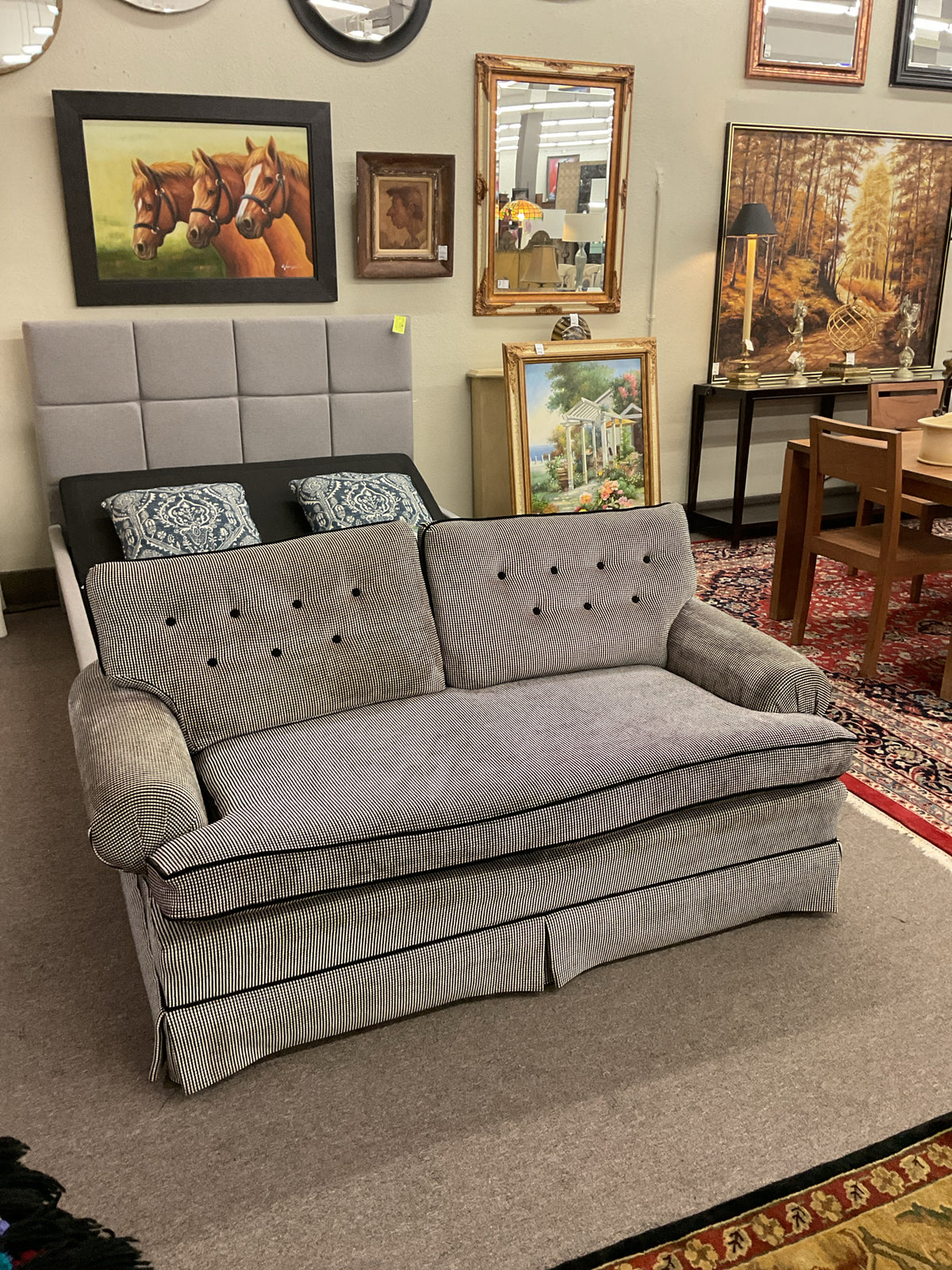 Ullusion-Oatterned upholstered Loveseat Black & White Color 67"L,34"D,31"H