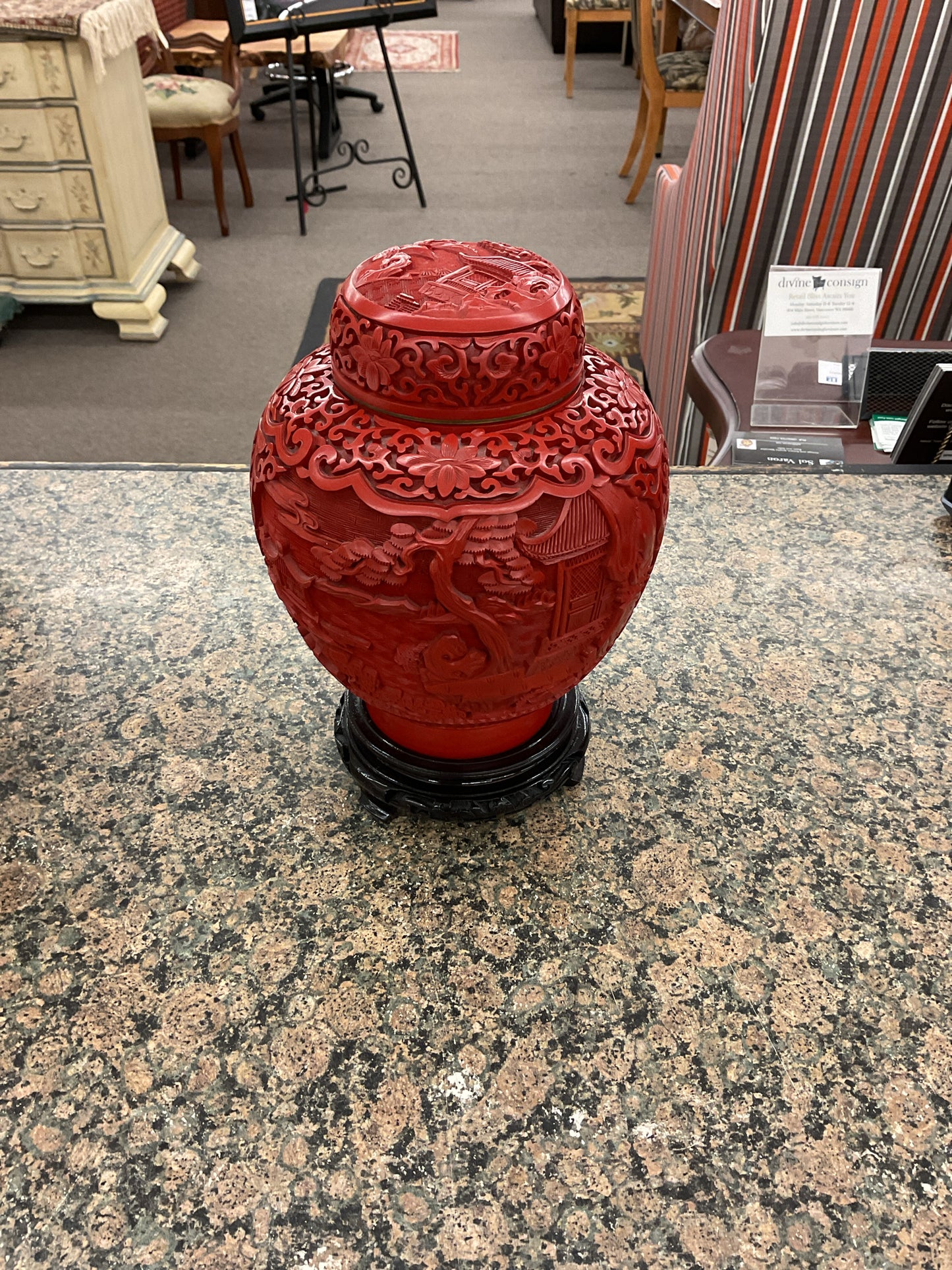 Vintage Cinnabar Ginger Jar