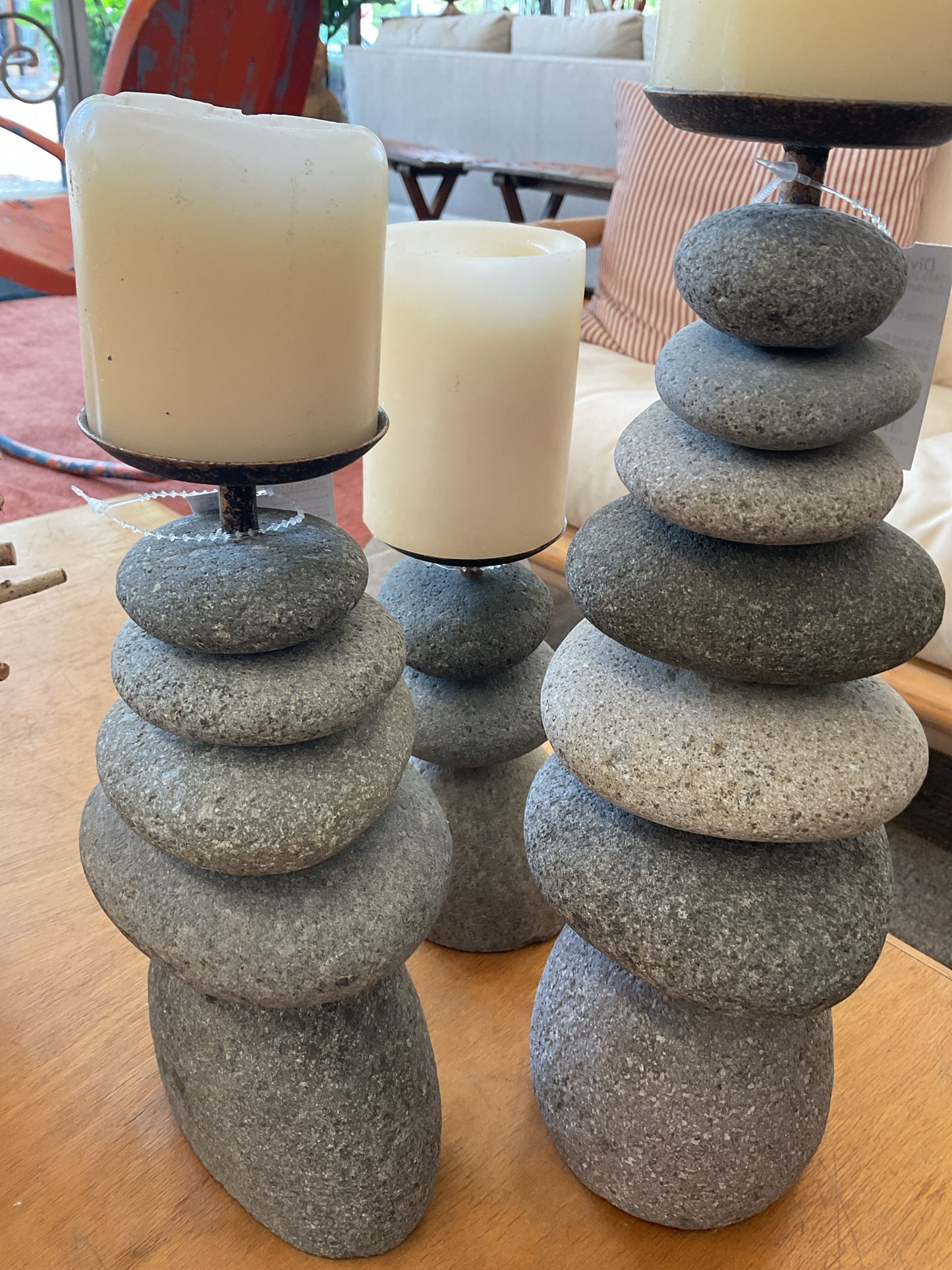 Stacked Rock Candle Holders