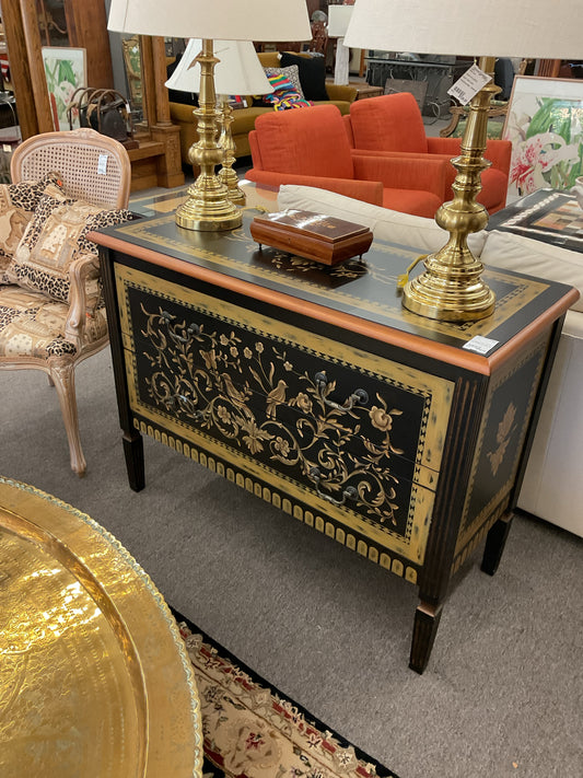 2-Drawer Dresser Black & Gold Design 18"D,42"L,31"H