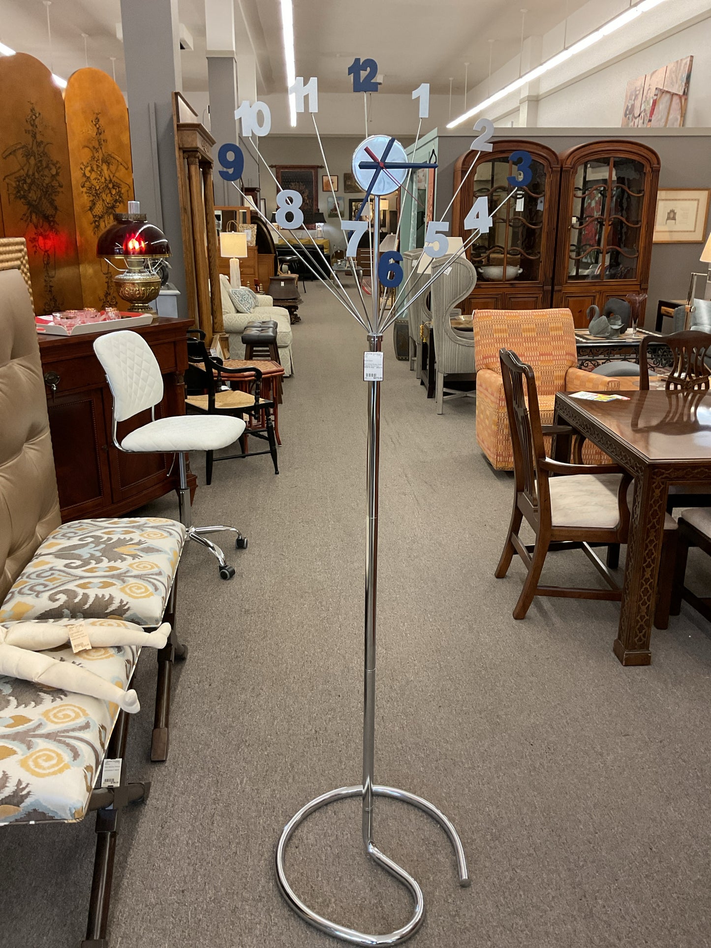 Mid-Century Modern Atomi Starburst Chrome Floor Clock