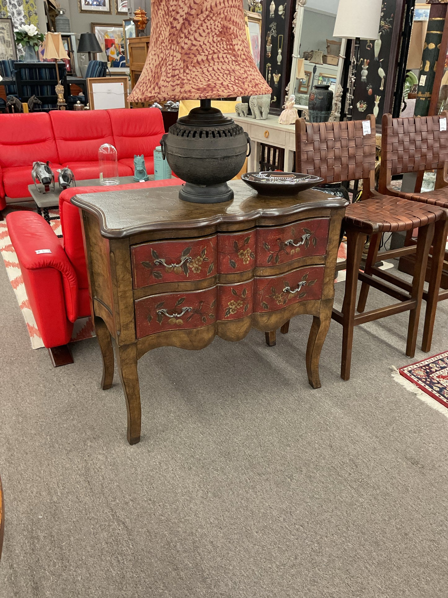 Painted 2-Drawer Dresser Brown/Burgandy Color