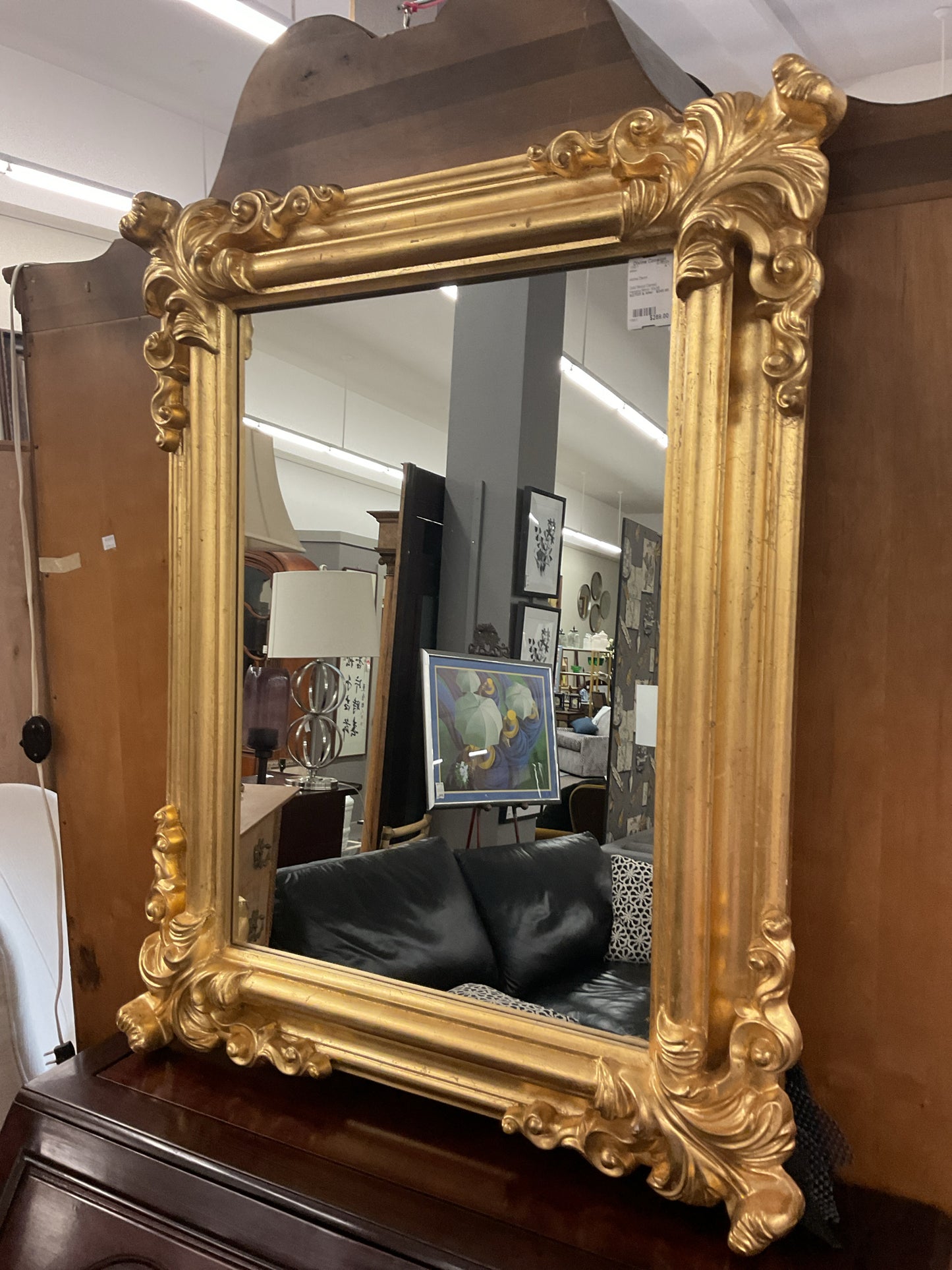 Gold Wood-Carved Hanging Mirror 30x38